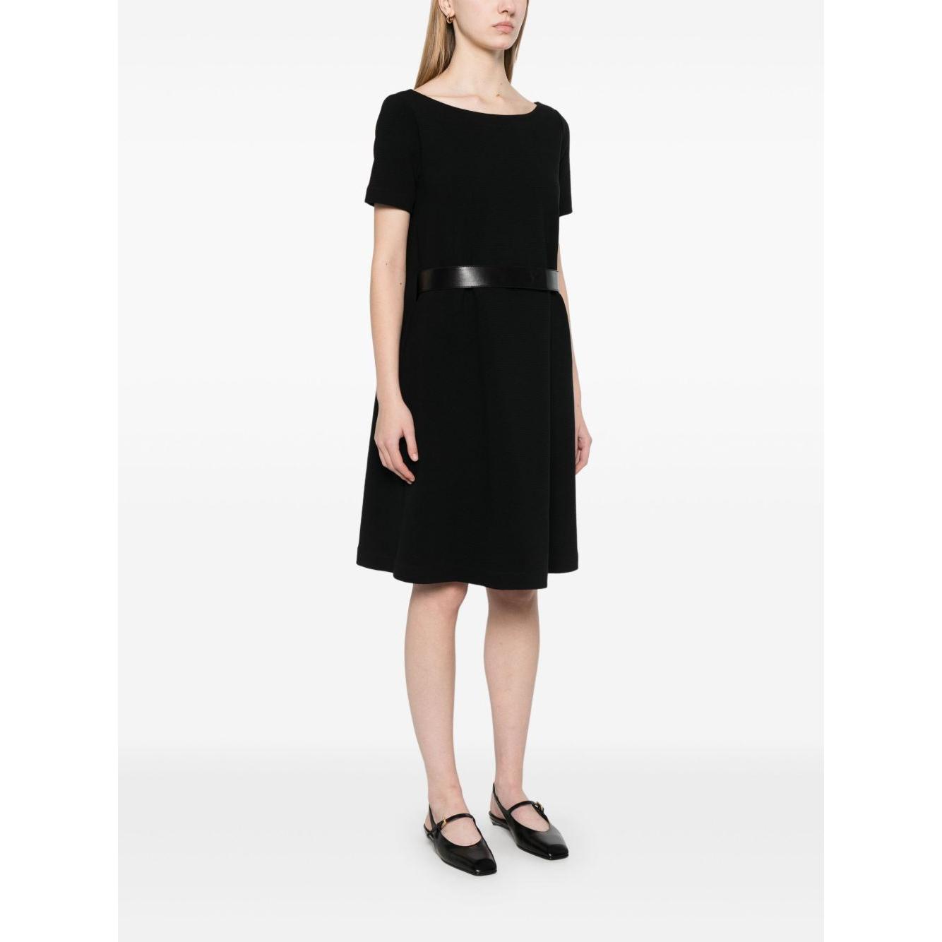Emporio Armani Ottoman-jersey belted dress Dresses Emporio Armani White Smoke