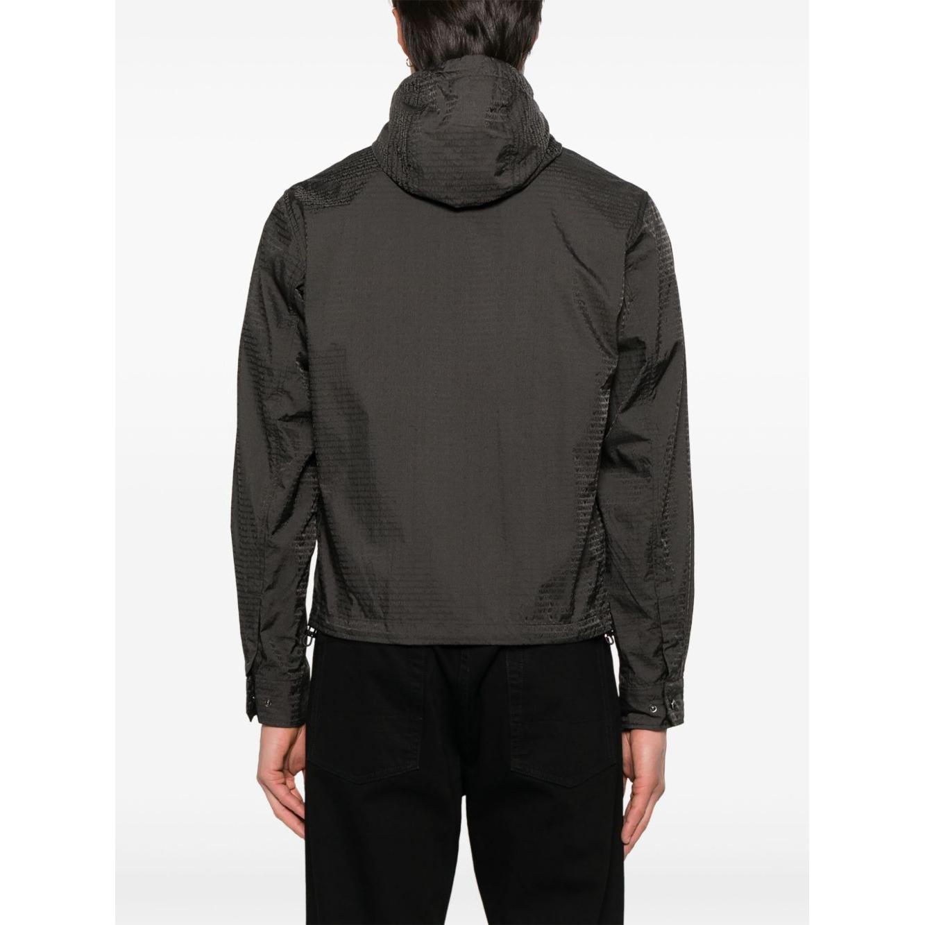Emporio Armani Blouson with internal nylon bib jacquard all-over lettering Jackets Emporio Armani Dark Slate Gray