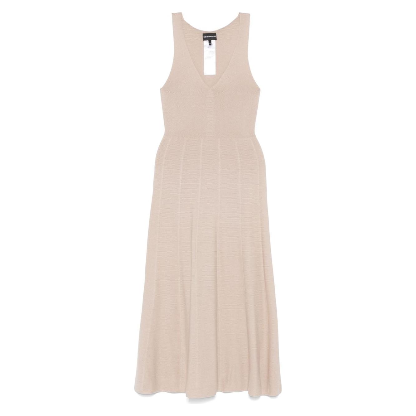 Emporio Armani Seamless, links-stitch knit long dress Dresses Emporio Armani Light Gray