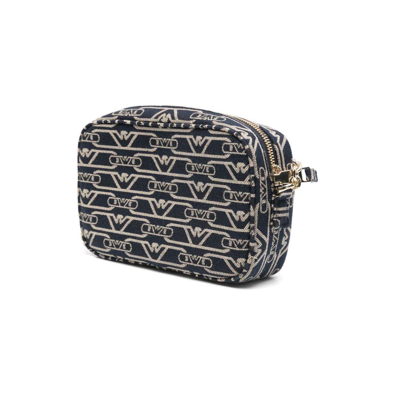 Emporio Armani Jacquard canvas camera case with all-over monogram and chain shoulder strap