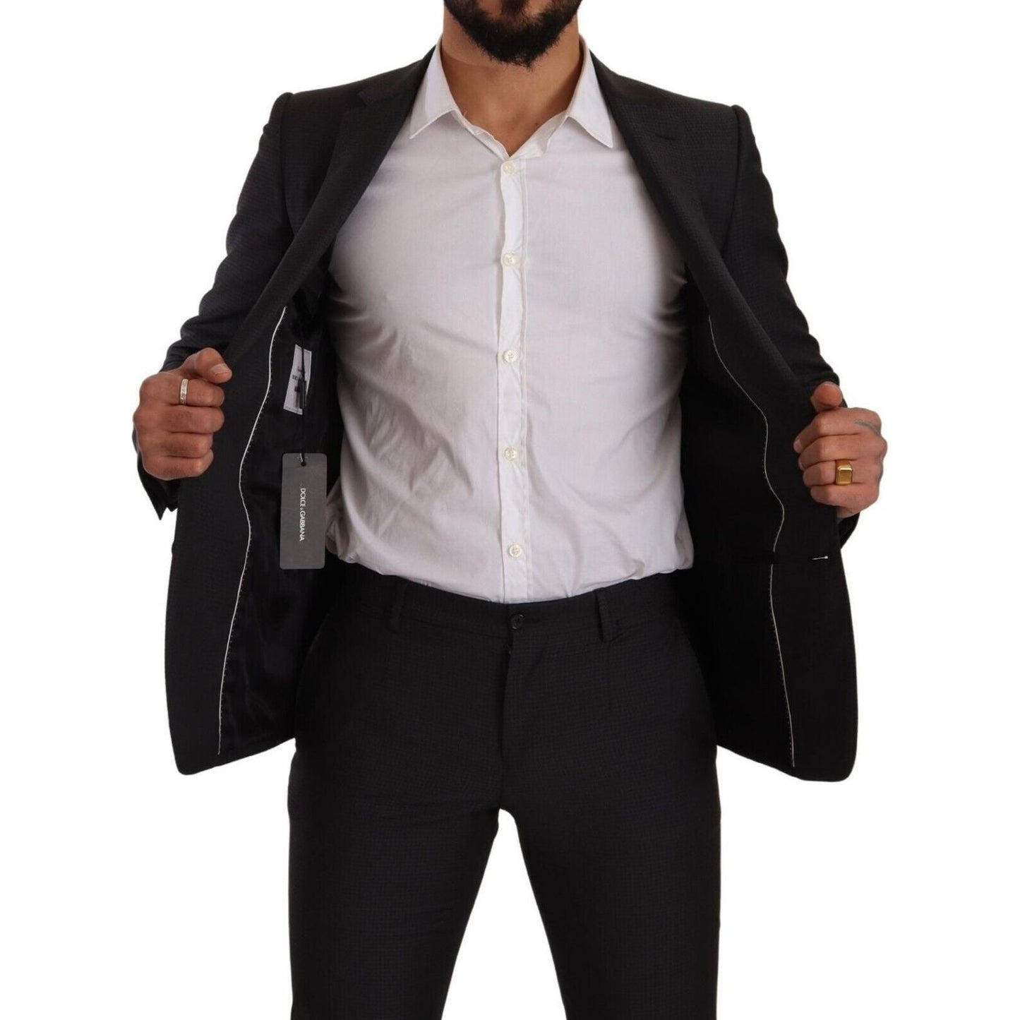 Dolce & Gabbana Elegant Black Wool Martini Suit Dolce & Gabbana Black