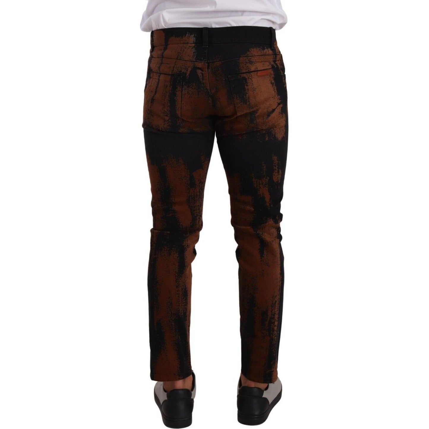 Dolce & Gabbana Chic Black Brown Tie-Dye Slim Fit Jeans Dolce & Gabbana Black