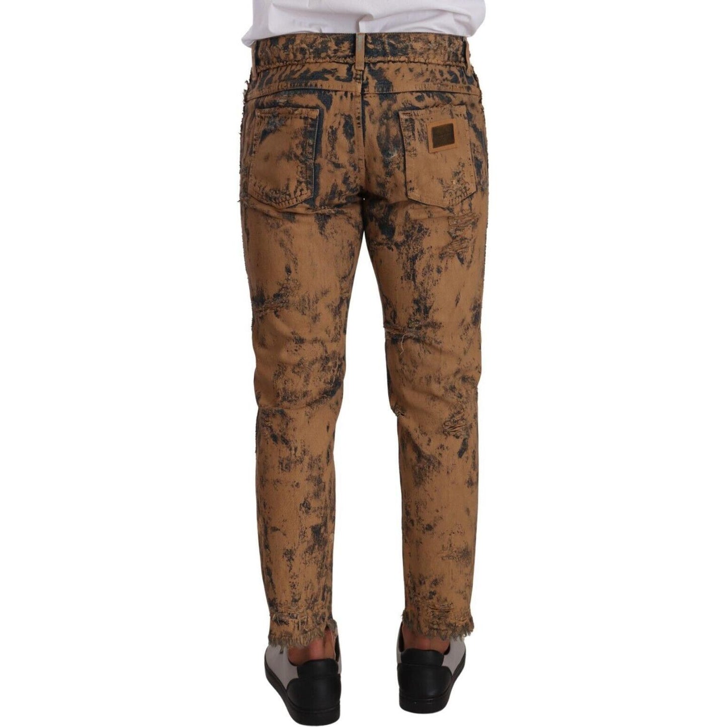 Dolce & Gabbana Authentic Distressed Denim Classic Trousers Dolce & Gabbana Dark Olive Green