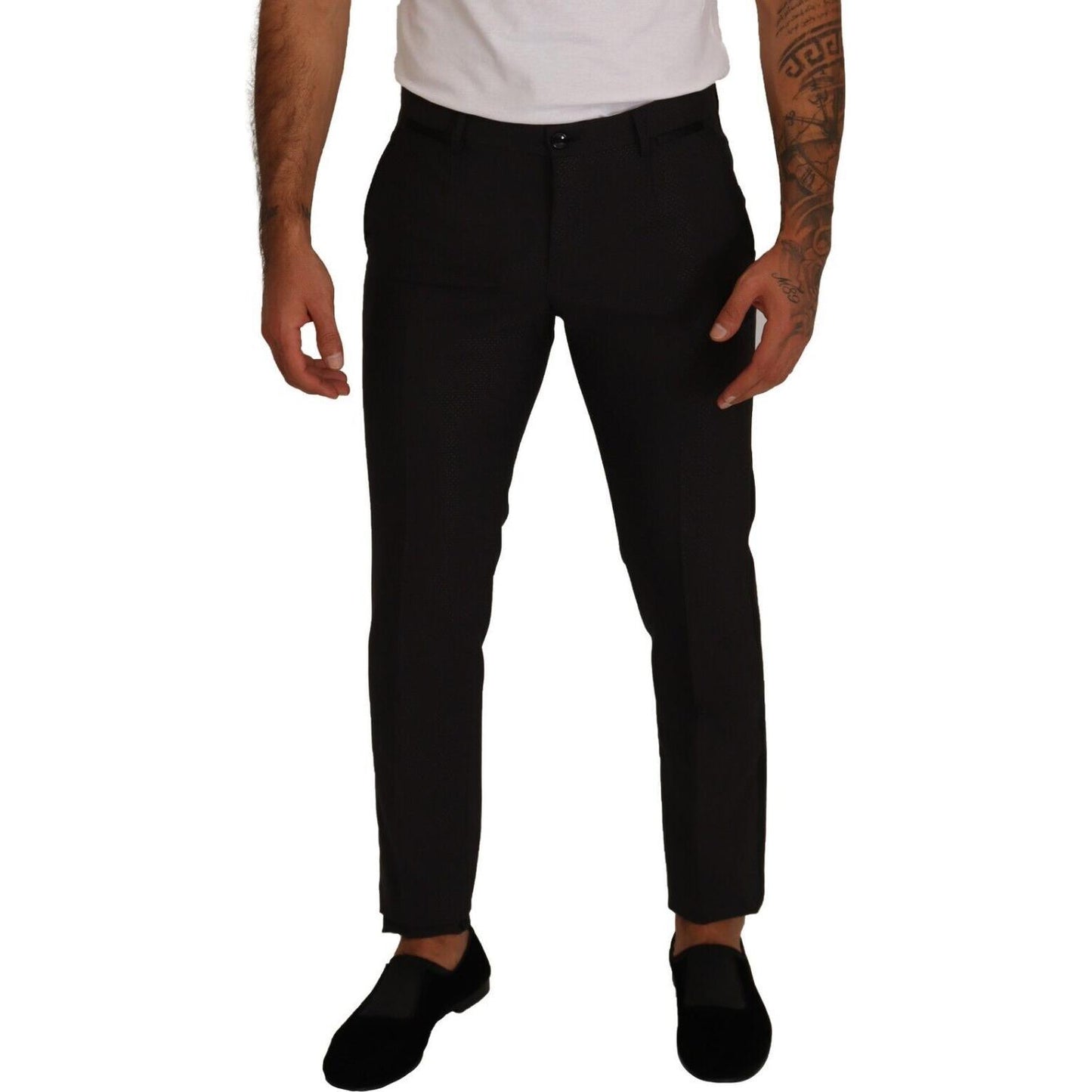 Dolce & Gabbana Elegant Skinny Tuxedo Trousers Dolce & Gabbana Dark Gray
