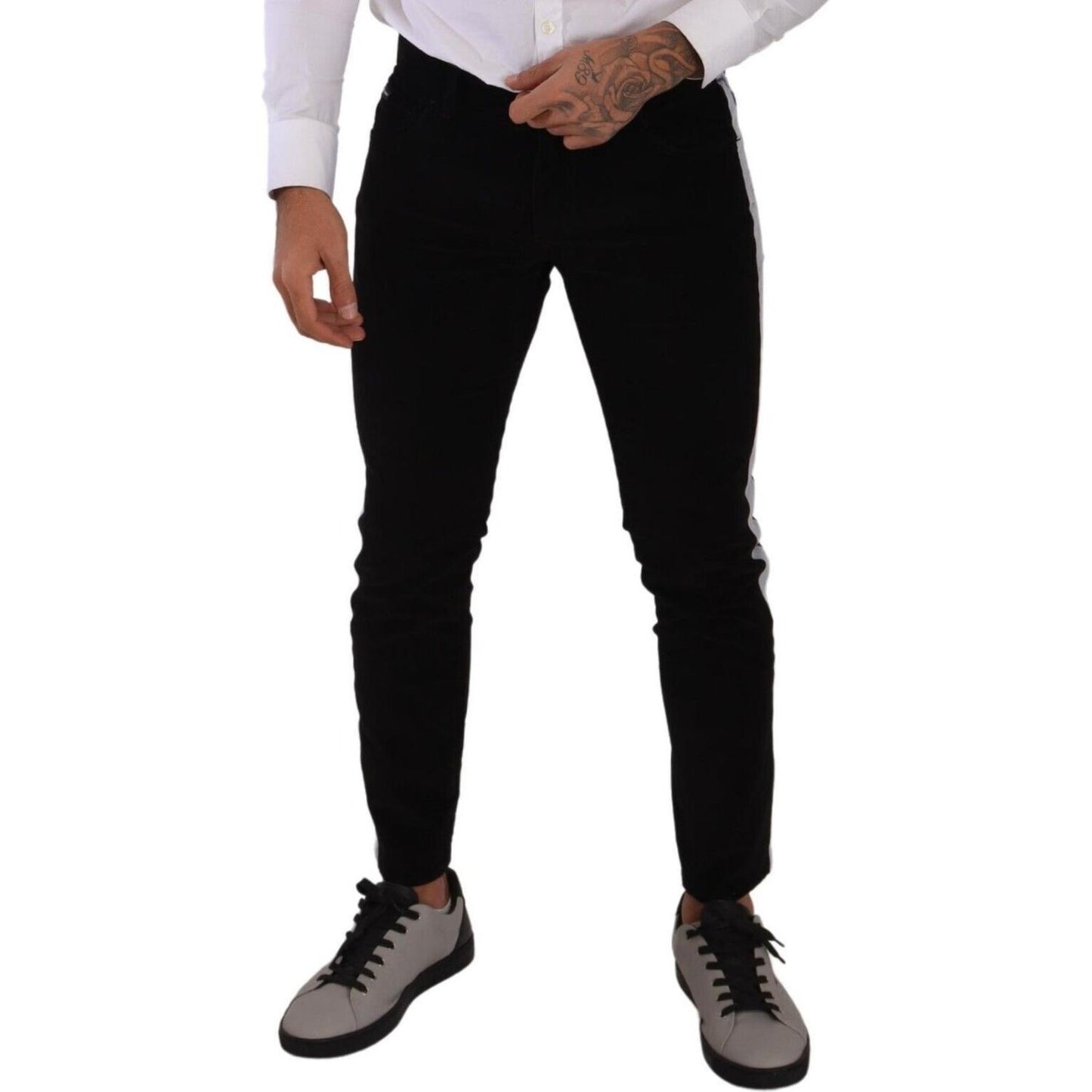 Dolce & Gabbana Elegant Slim-Fit Cotton Black Jeans Dolce & Gabbana Gray