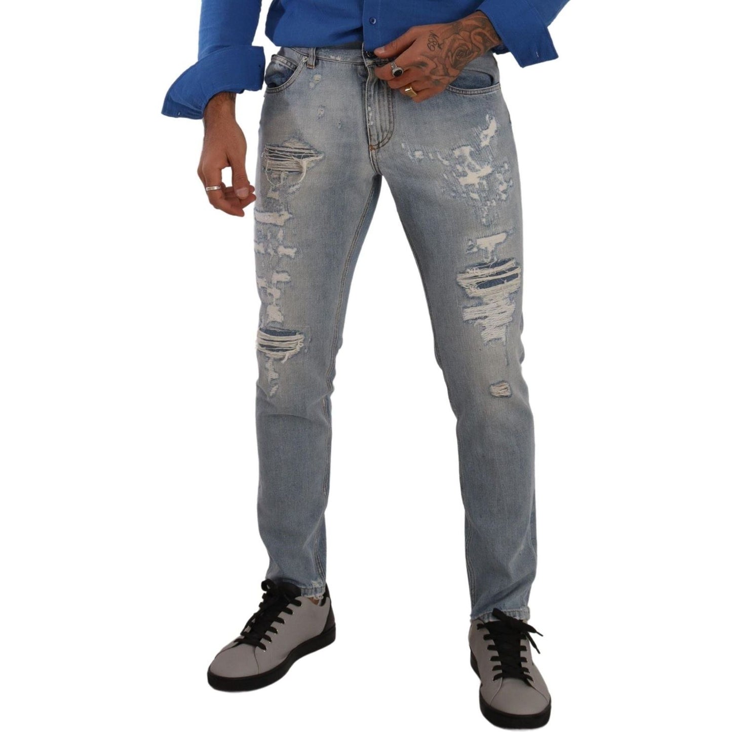 Dolce & Gabbana Elegant Light Blue Straight Denim Jeans Dolce & Gabbana Dim Gray