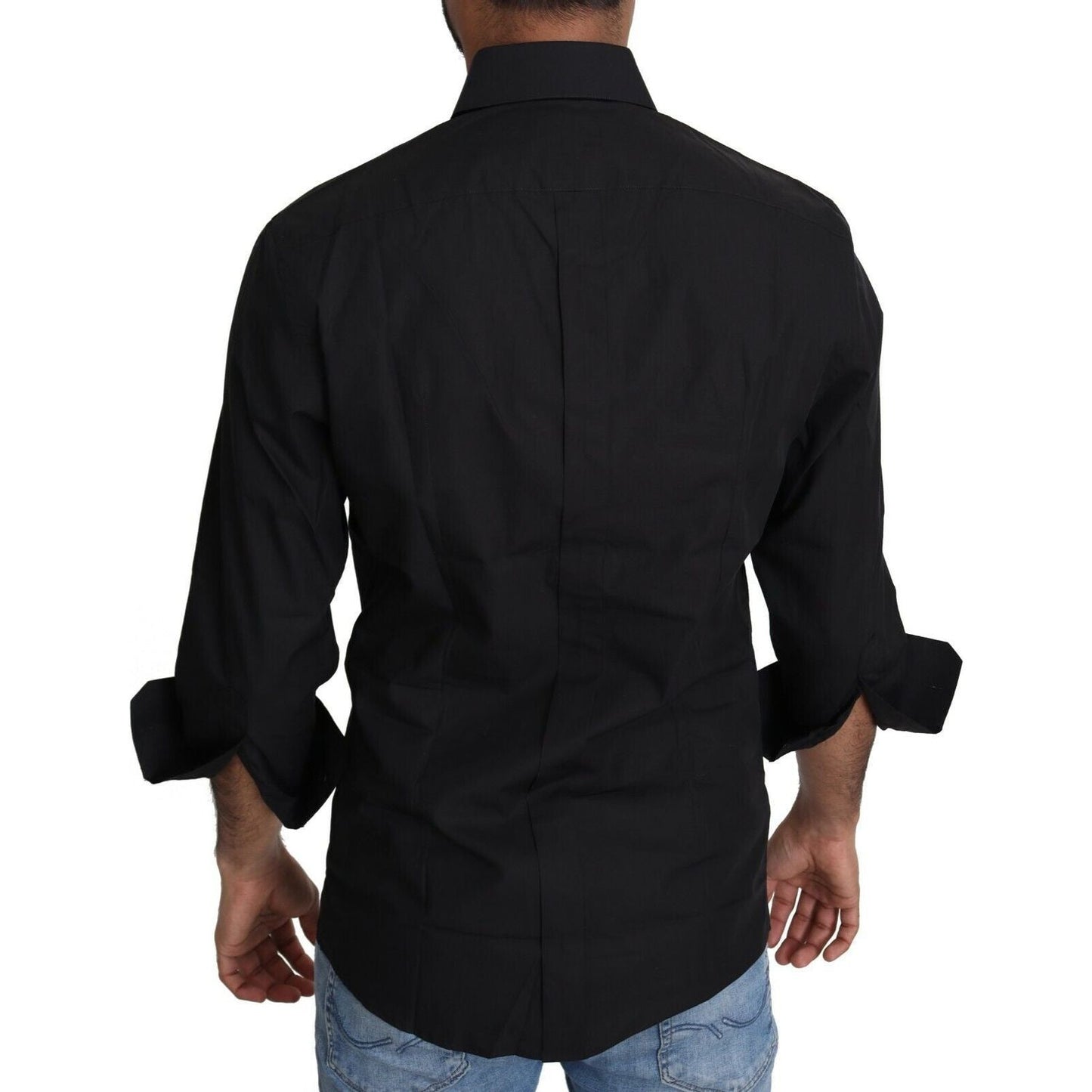 Dolce & Gabbana Elegant Black Slim Fit Dress Shirt Dolce & Gabbana Black