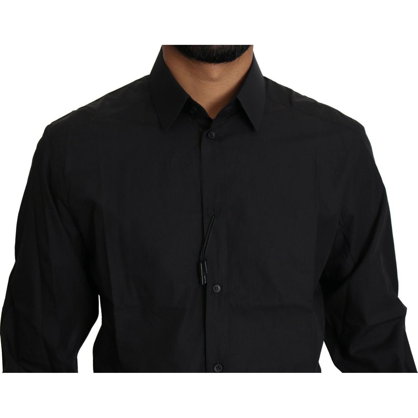 Dolce & Gabbana Elegant Black Slim Fit Dress Shirt Dolce & Gabbana Black
