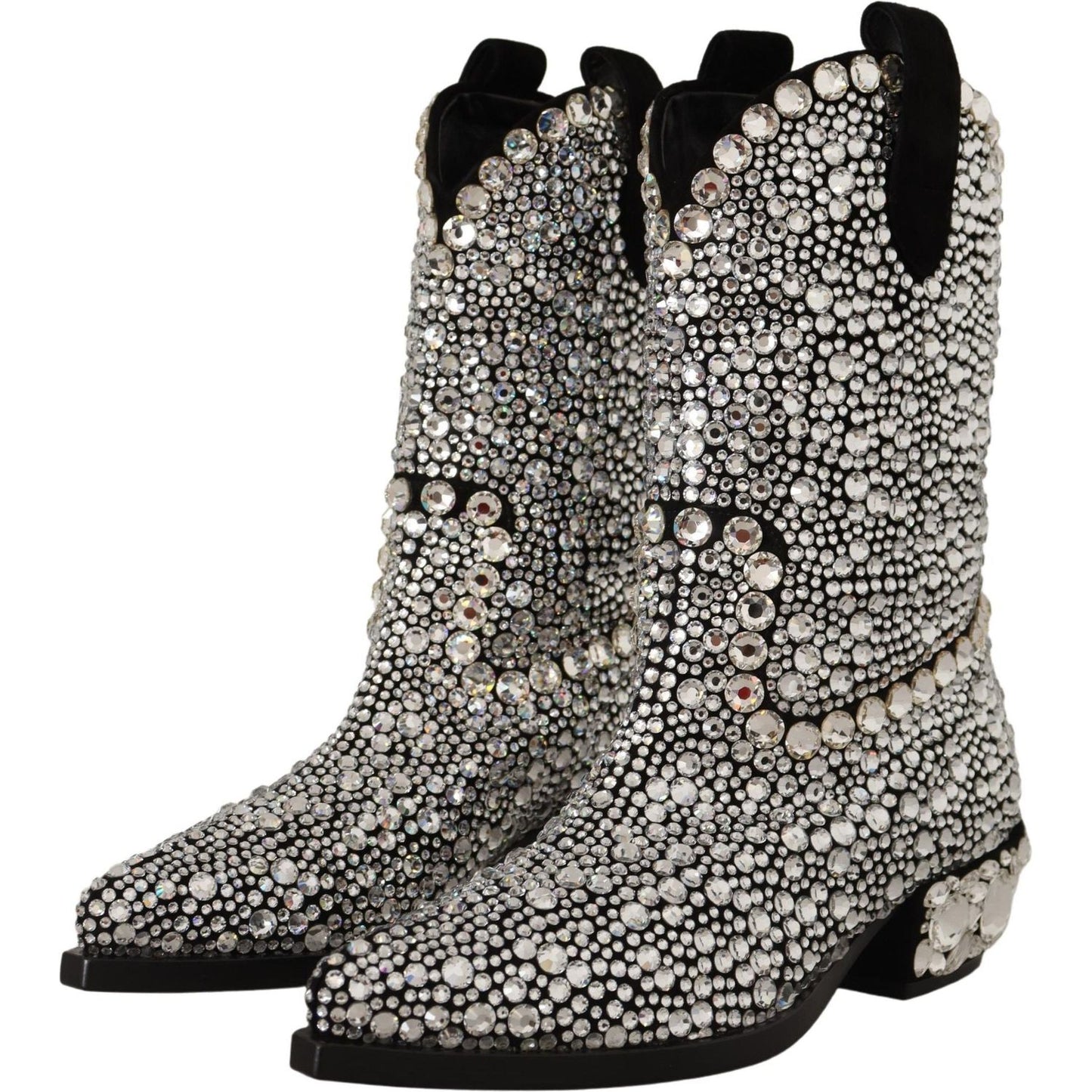 Dolce & Gabbana Crystal-Embellished Black Suede Boots Dolce & Gabbana Dark Slate Gray