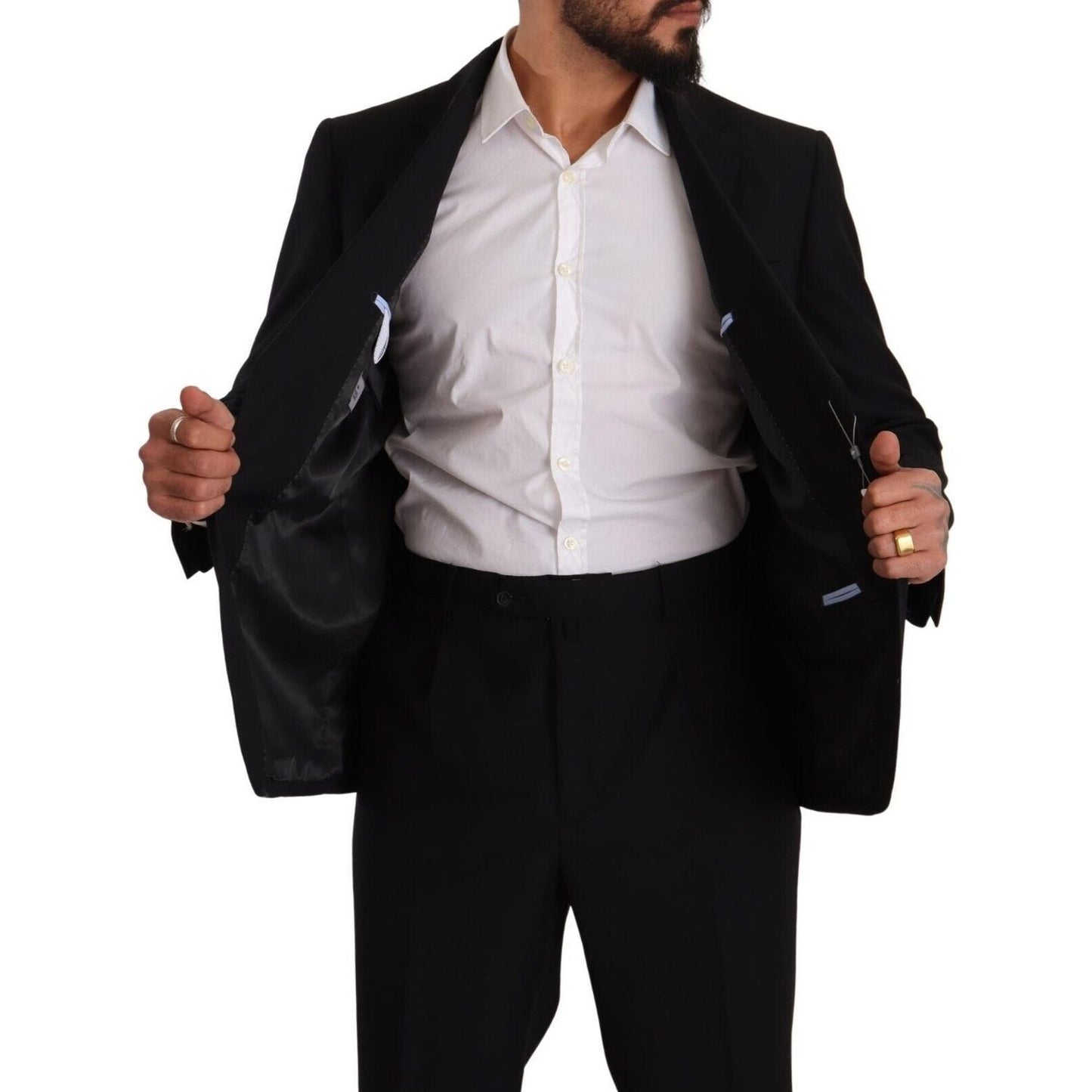 Domenico Tagliente Elegant Two-Piece Black Suit Ensemble Domenico Tagliente Gray