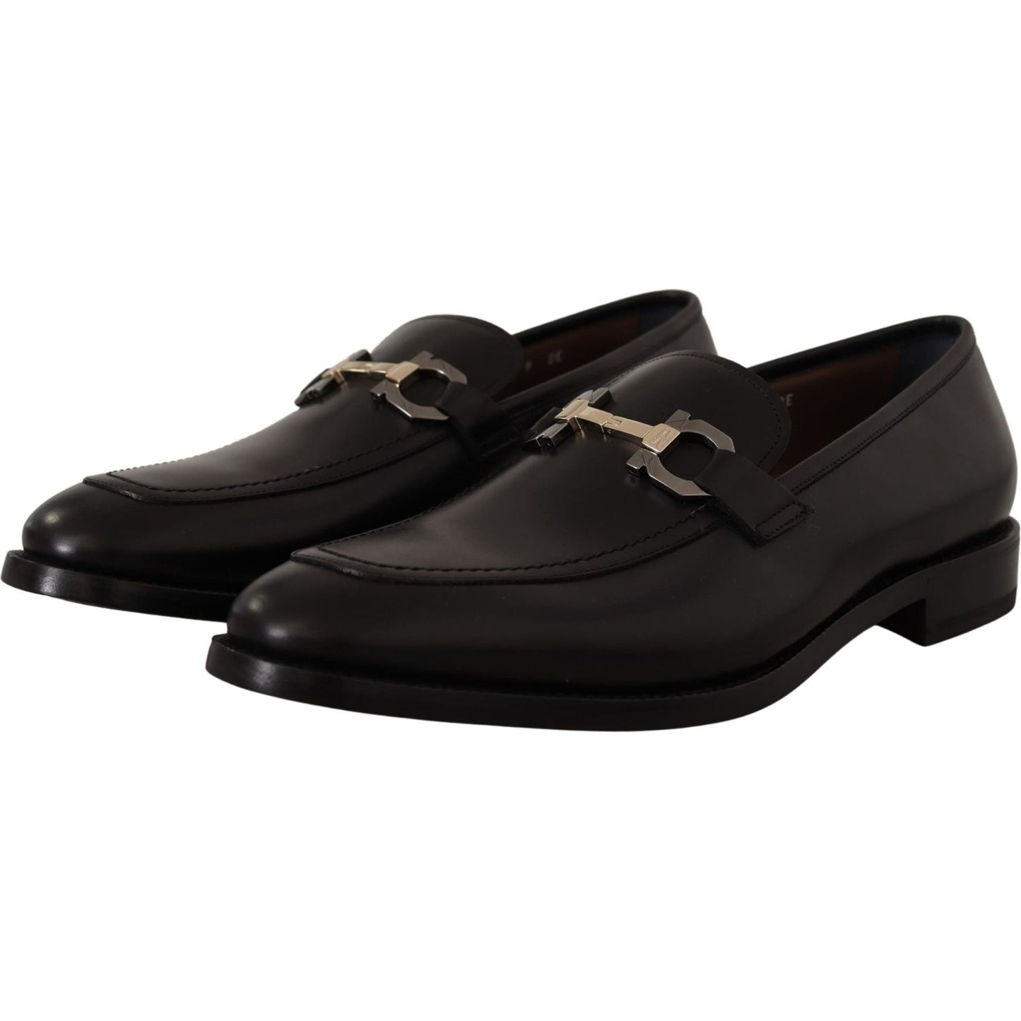 Salvatore Ferragamo Suave Black Leather Gancio Bit Loafers Dress Shoes Salvatore Ferragamo Black