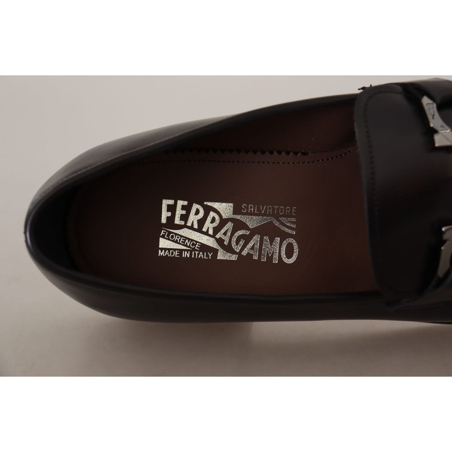 Salvatore Ferragamo Suave Black Leather Gancio Bit Loafers Dress Shoes Salvatore Ferragamo Gray