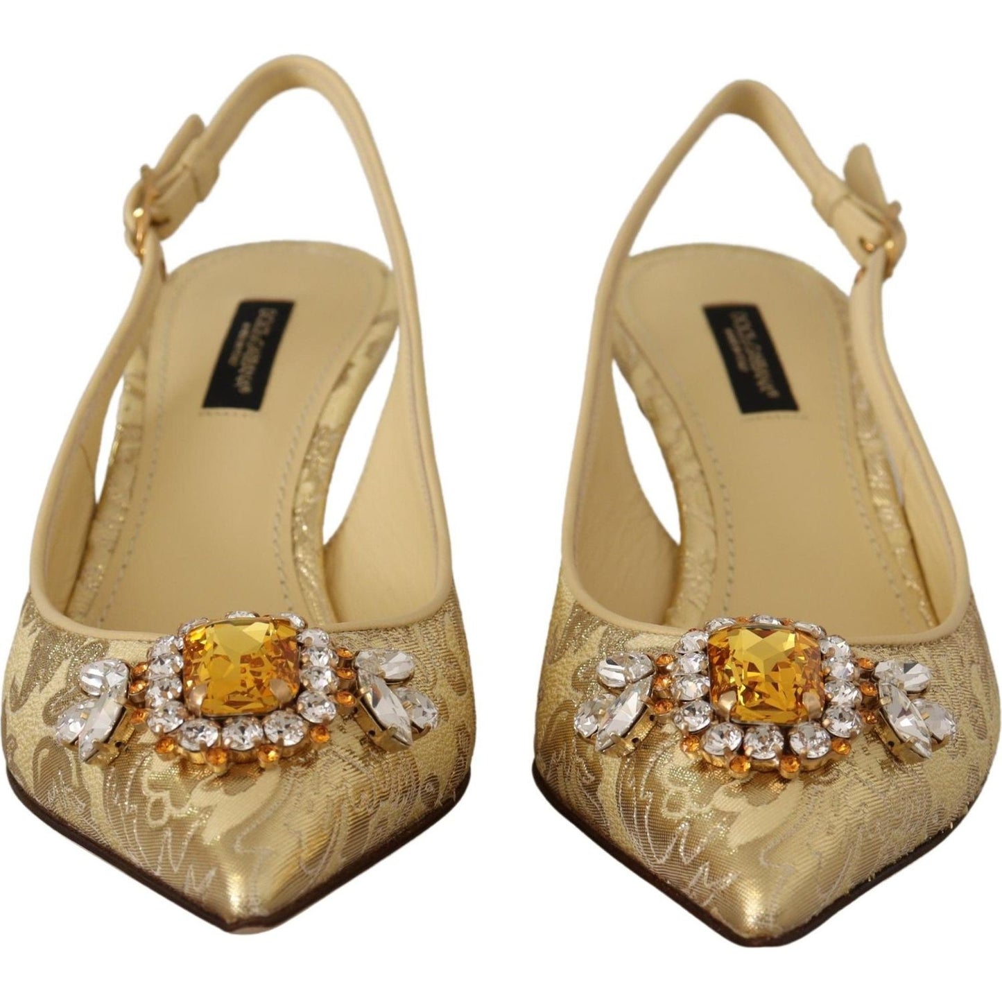Dolce & Gabbana Gleaming Gold Crystal Slingback Heels Dolce & Gabbana Dark Khaki