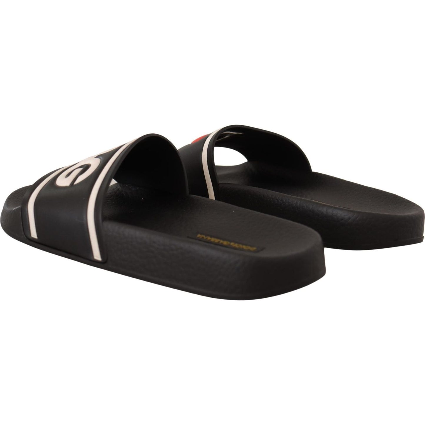 Dolce & Gabbana Elegant Black Leather Slide Sandals for Her Dolce & Gabbana Dark Slate Gray