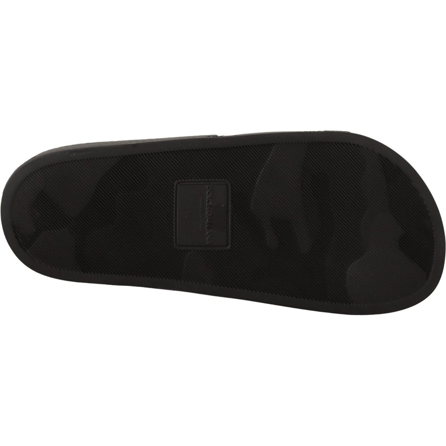 Dolce & Gabbana Elegant Black Leather Slide Sandals for Her Dolce & Gabbana Black