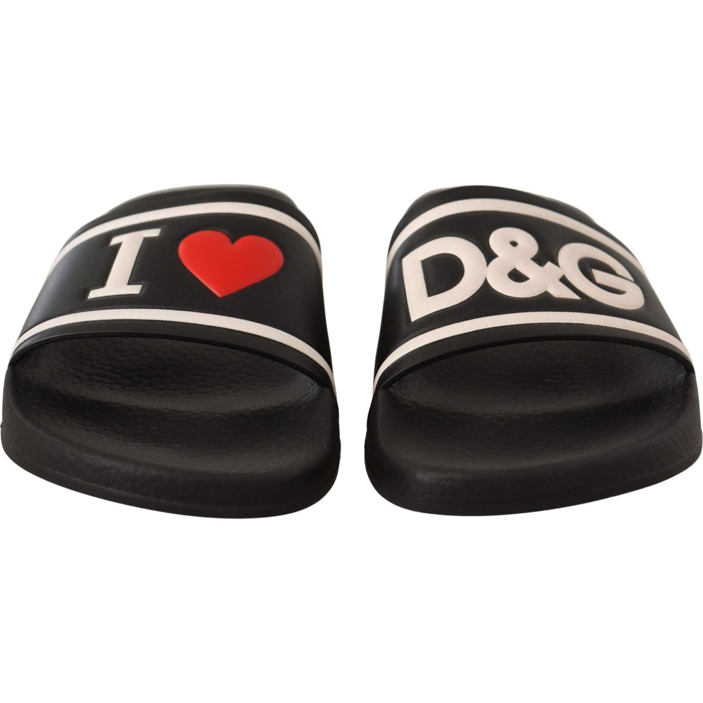 Dolce & Gabbana Elegant Black Leather Slide Sandals for Her Dolce & Gabbana Dark Slate Gray