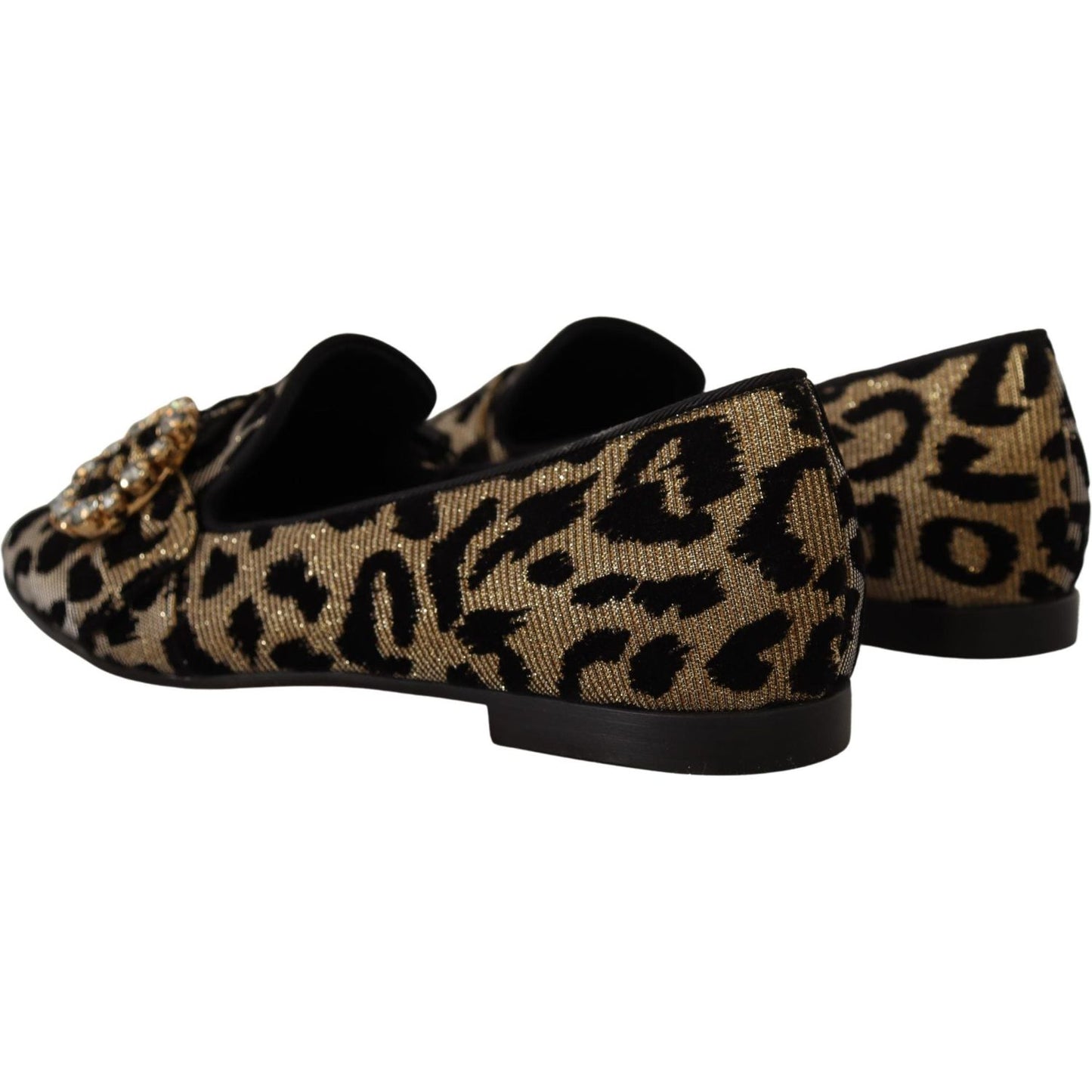 Dolce & Gabbana Elegant Leopard Crystal Gem Loafers Dolce & Gabbana Black