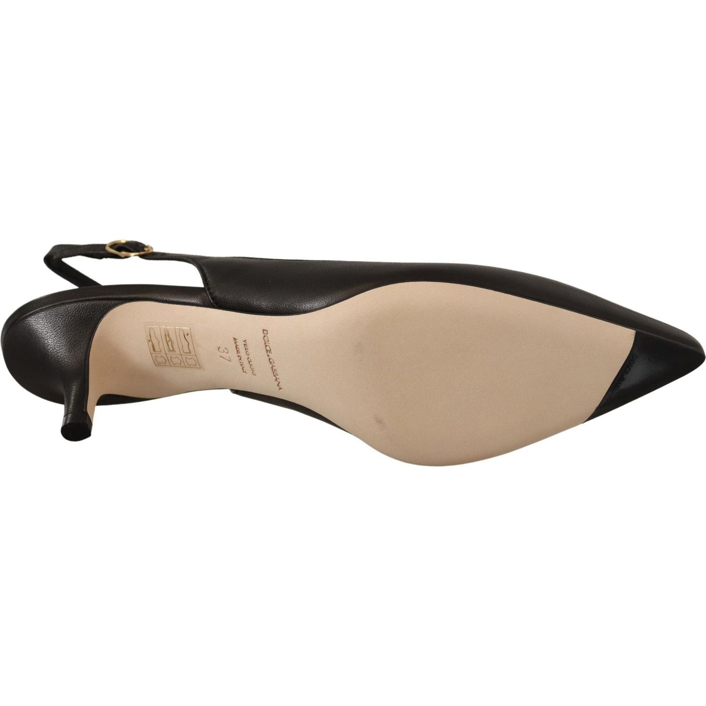 Dolce & Gabbana Elegant Black Leather Slingbacks Heels Dolce & Gabbana Rosy Brown