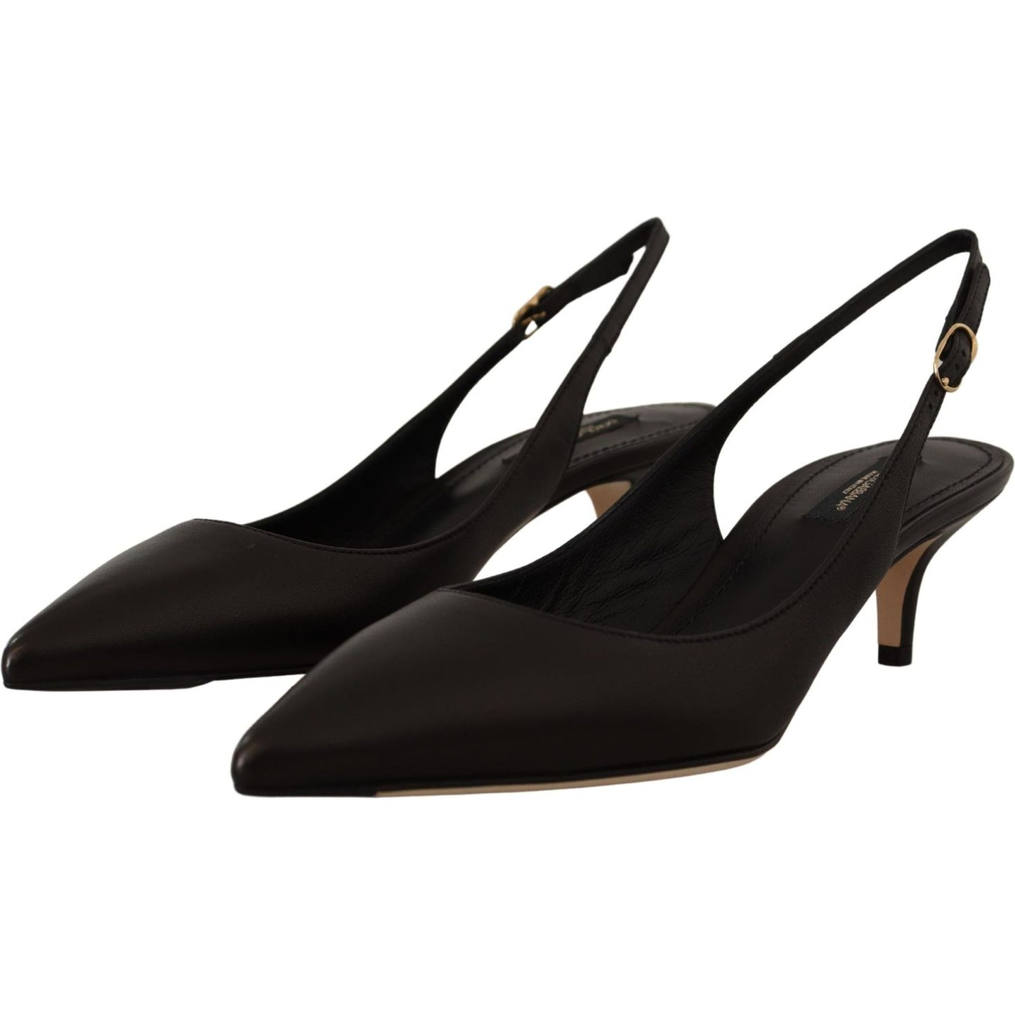 Dolce & Gabbana Elegant Black Leather Slingbacks Heels Dolce & Gabbana Black
