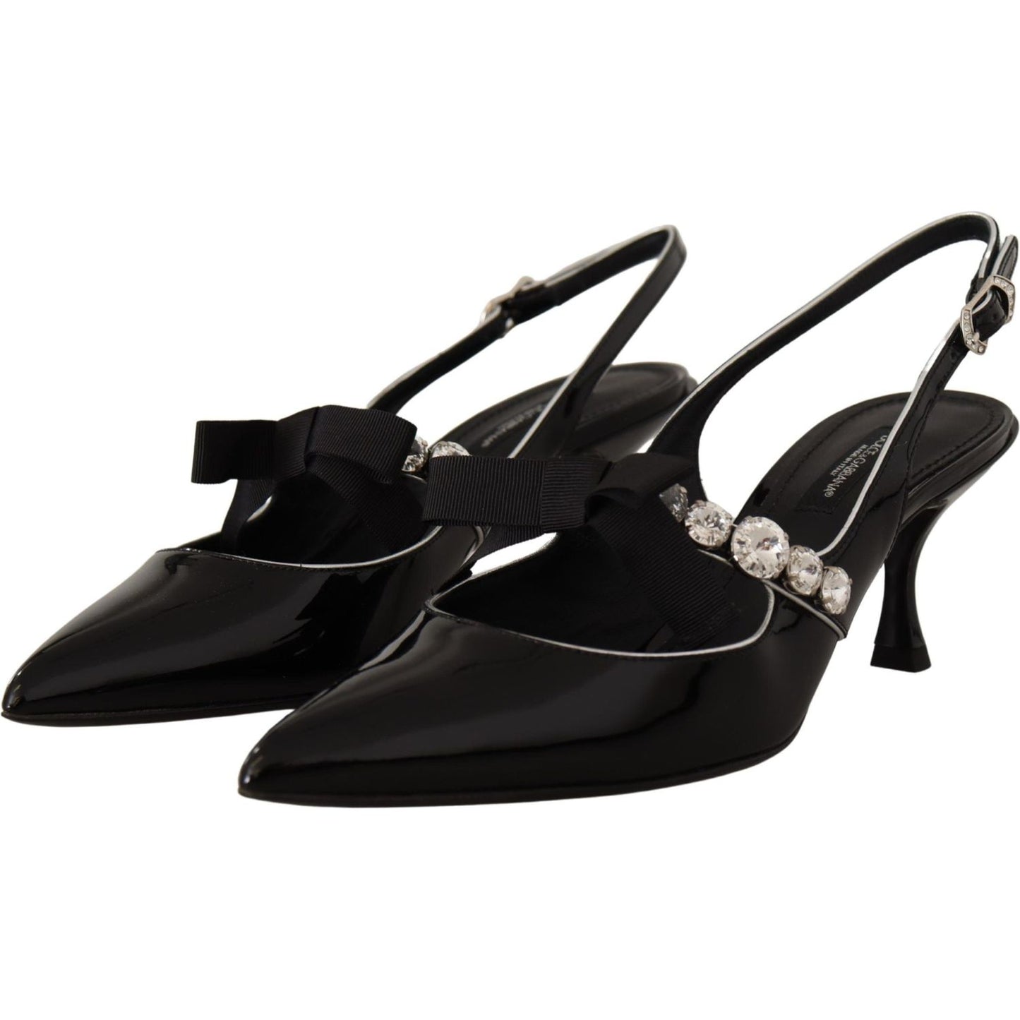 Dolce & Gabbana Elegant Crystal Slingback Heels Pump Dolce & Gabbana Black
