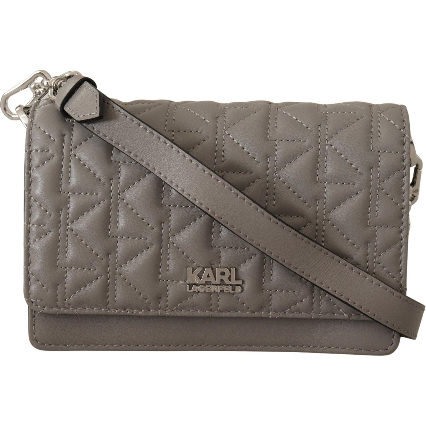 Karl Lagerfeld Elegant Grey Leather Crossbody Bag Karl Lagerfeld Dim Gray