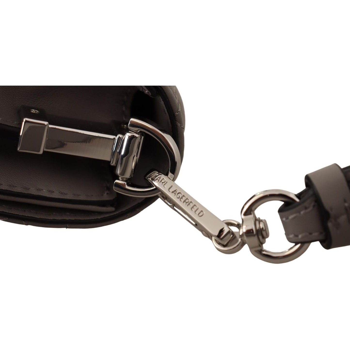 Karl Lagerfeld Elegant Grey Leather Crossbody Bag Karl Lagerfeld Black