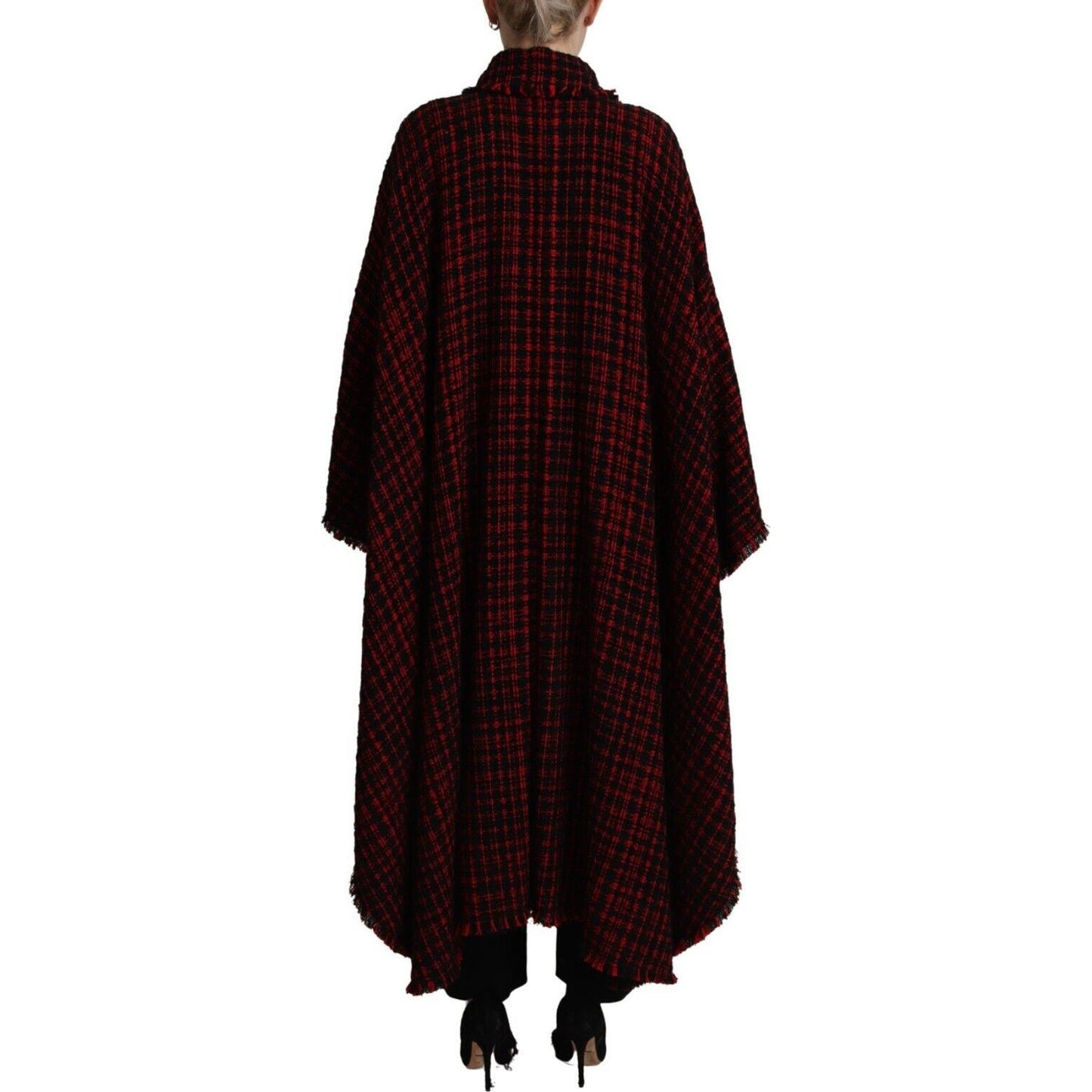 Dolce & Gabbana Elegant Red & Black Long Sleeve Overcoat Jacket Dolce & Gabbana Black