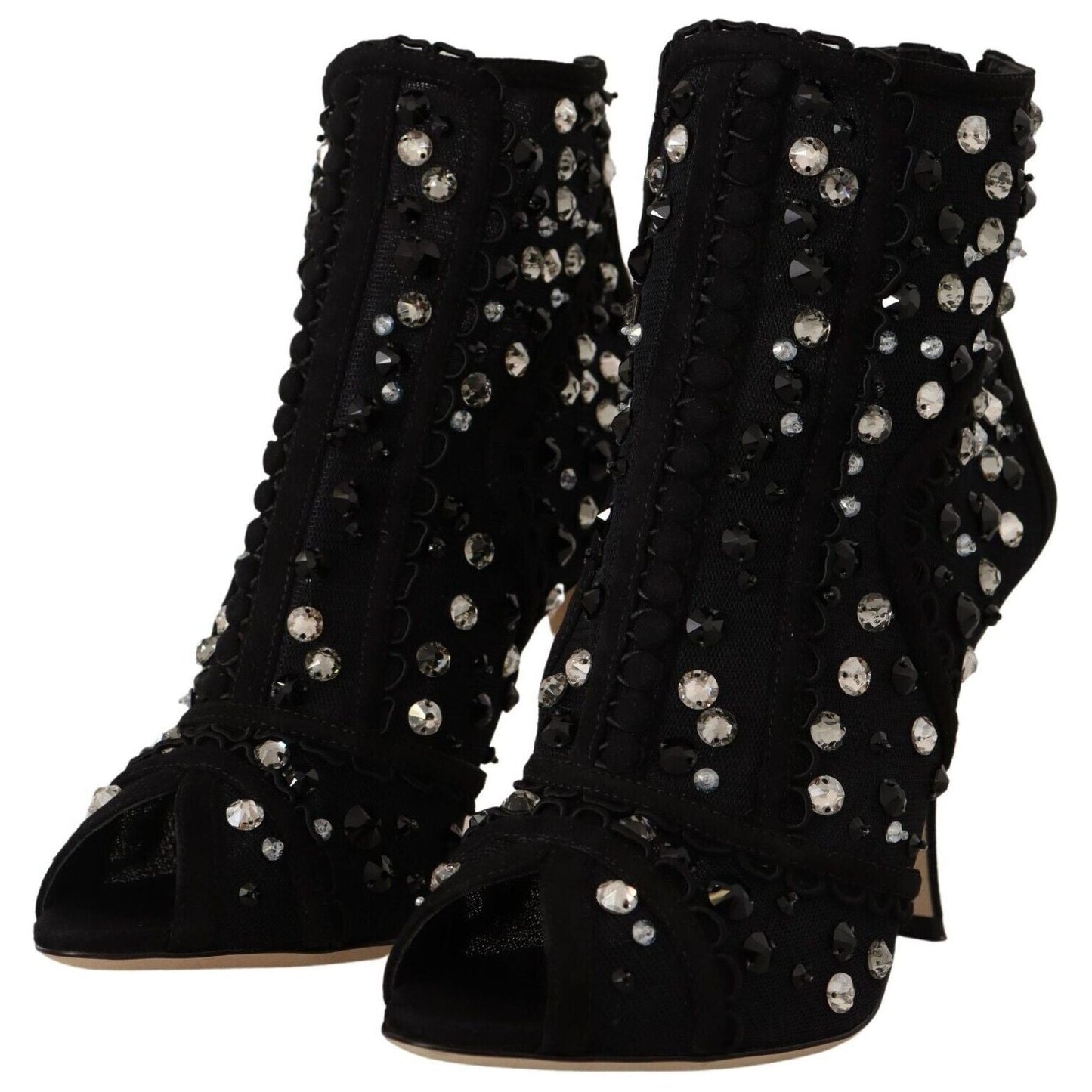 Dolce & Gabbana Embellished Crystal Short Boots Dolce & Gabbana Black