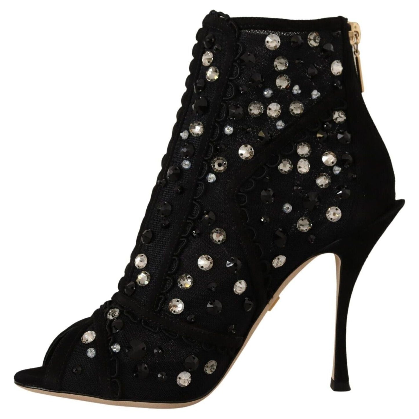 Dolce & Gabbana Embellished Crystal Short Boots Dolce & Gabbana Black