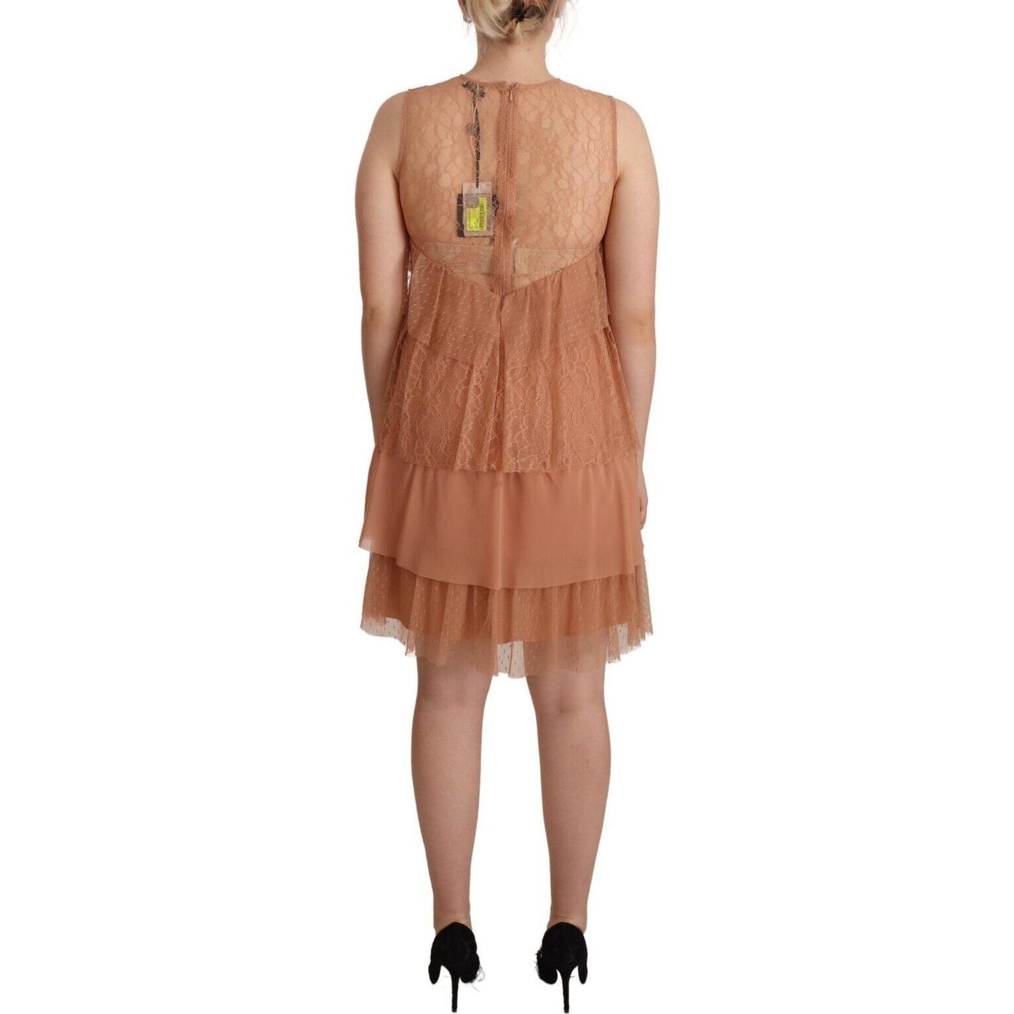 Liu Jo Chic Pink Sleeveless Tiered Mini Dress Liu Jo Rosy Brown