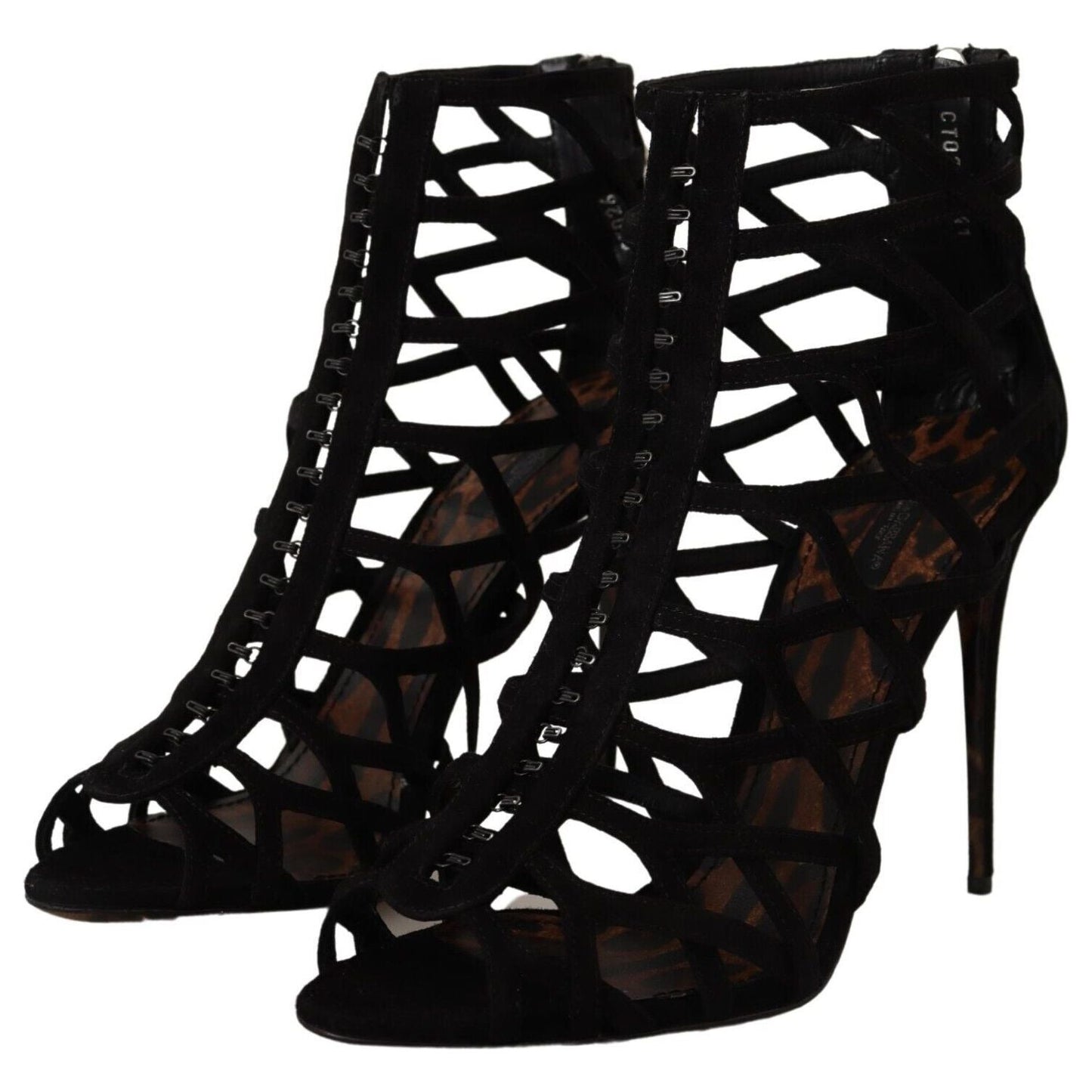 Dolce & Gabbana Elegant Black Suede Heels Sandals Dolce & Gabbana Black
