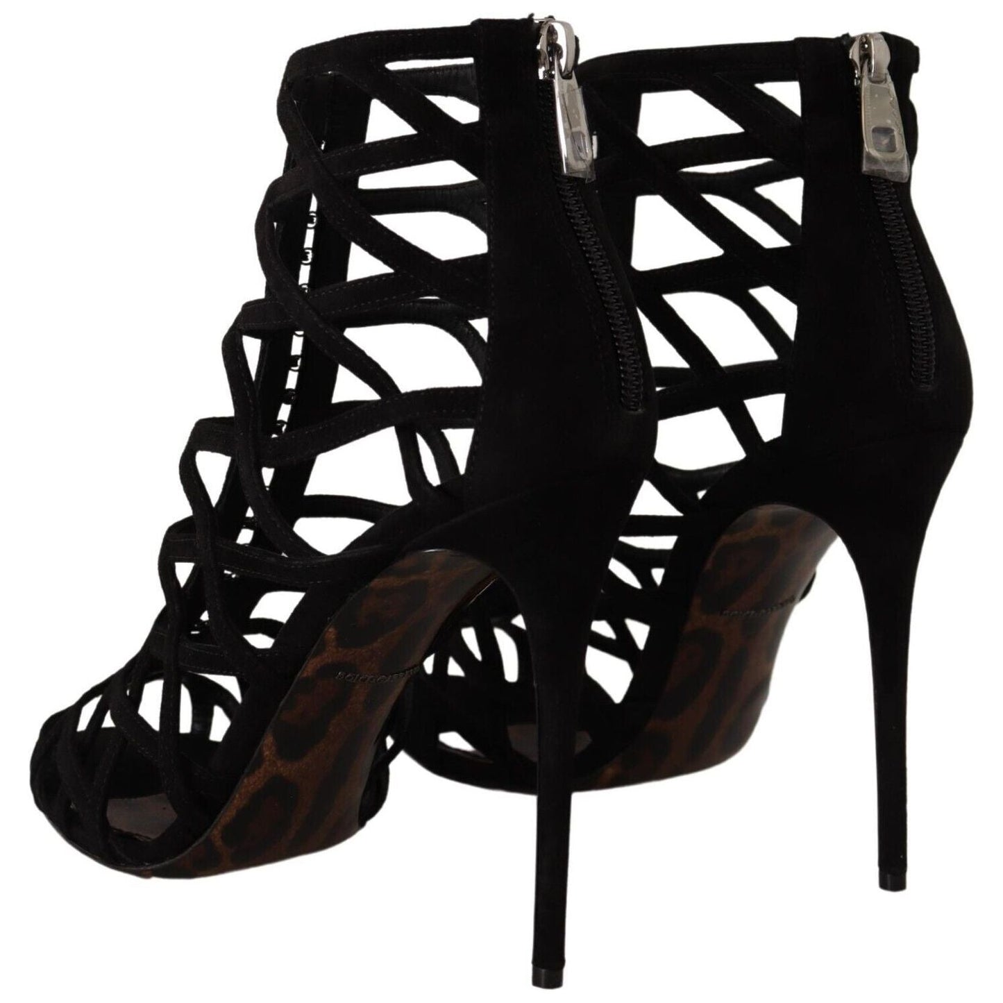 Dolce & Gabbana Elegant Black Suede Heels Sandals Dolce & Gabbana Black