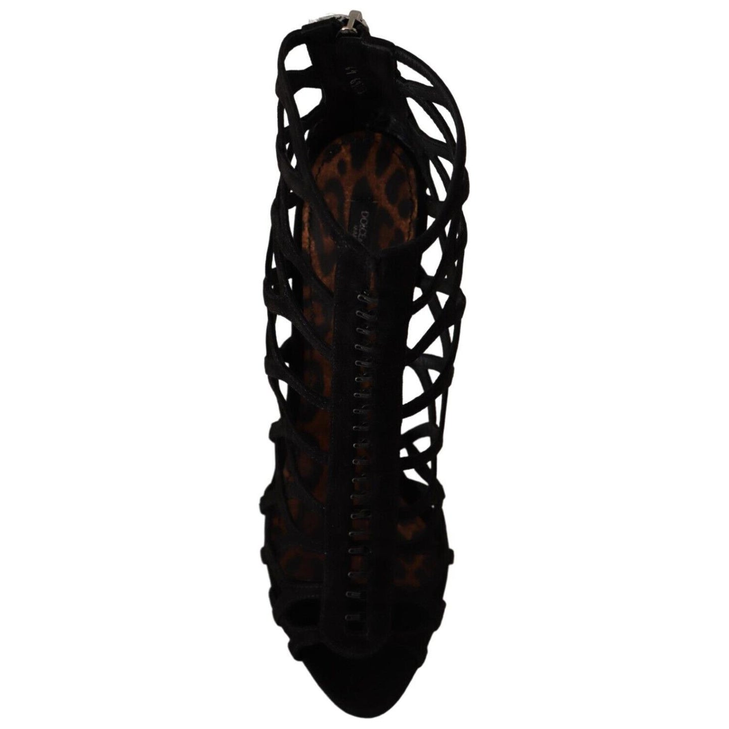 Dolce & Gabbana Elegant Black Suede Heels Sandals Dolce & Gabbana Black