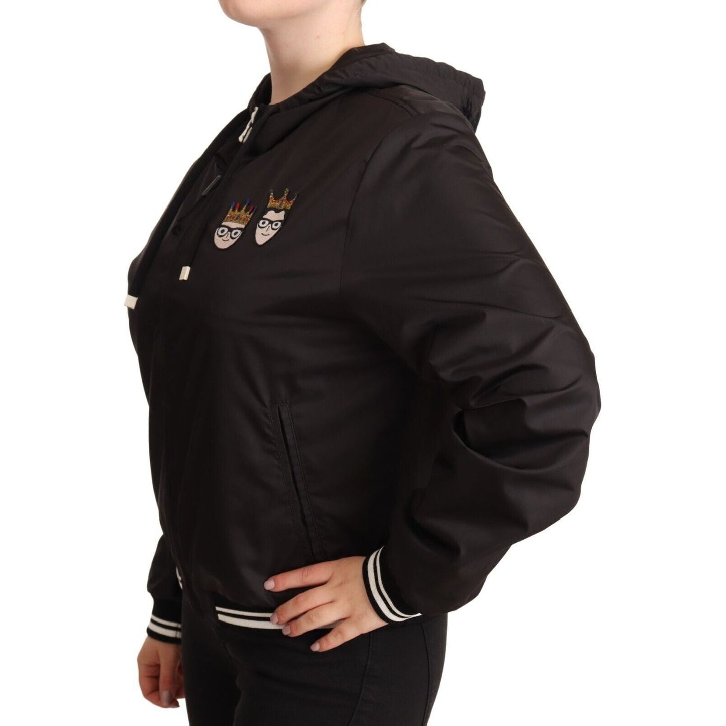 Dolce & Gabbana Elegant Black Bomber Jacket with Hood Dolce & Gabbana Black