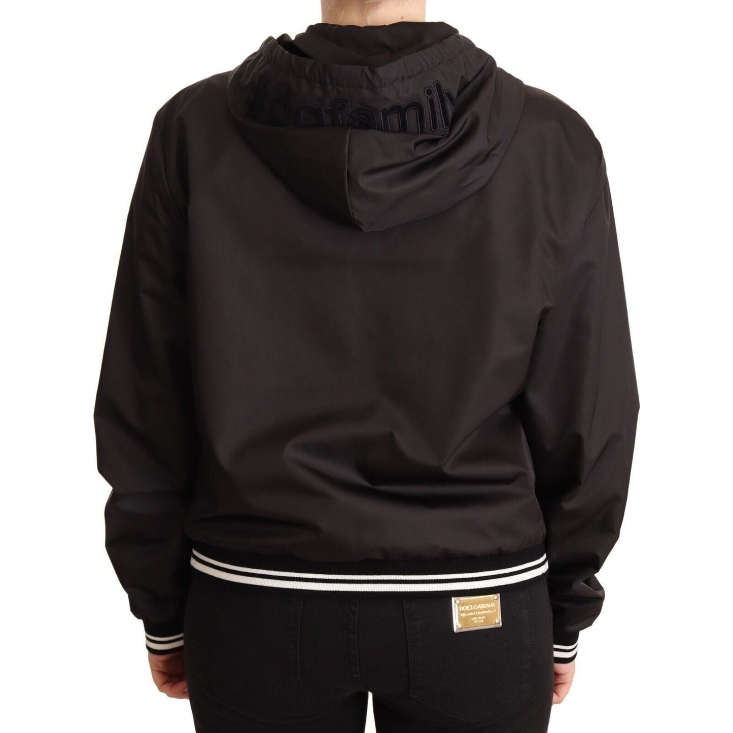 Dolce & Gabbana Elegant Black Bomber Jacket with Hood Dolce & Gabbana Black
