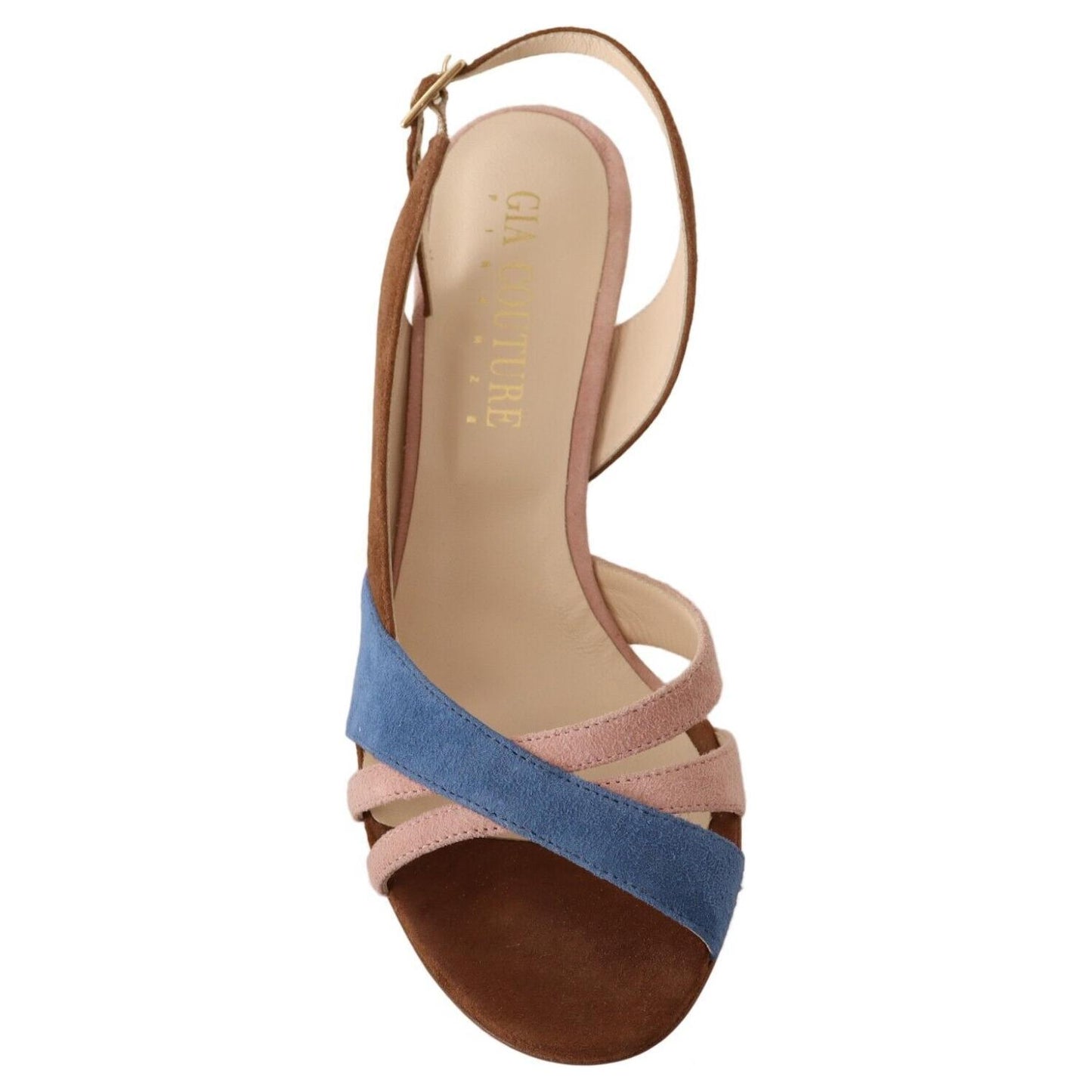 GIA COUTURE Chic Multicolor Suede Slingback Heel Sandals GIA COUTURE Rosy Brown
