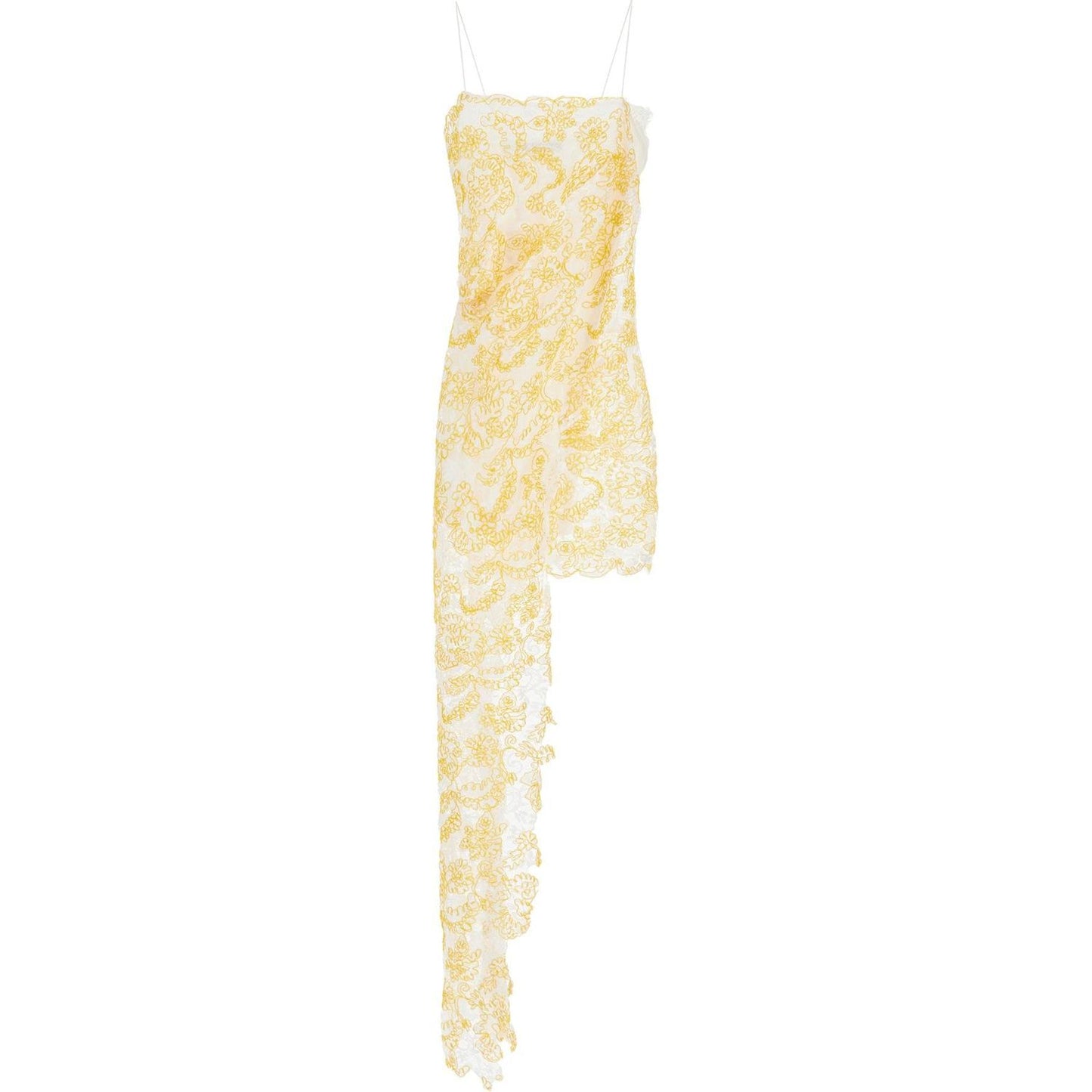 Christopher Esber mini dress in yellow floral lace with adjustable straps