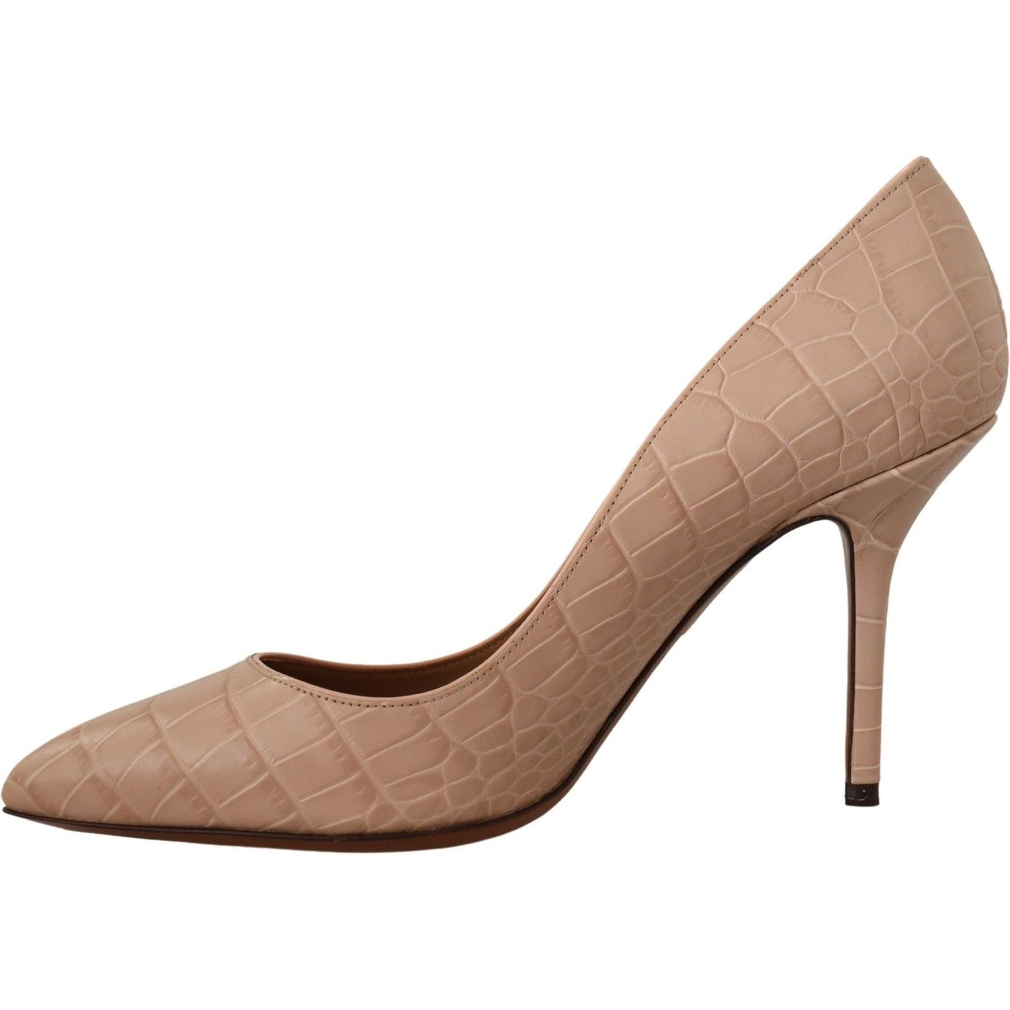 Dolce & Gabbana Elegant Nude Leather Kitten Heels Pumps Dolce & Gabbana Rosy Brown