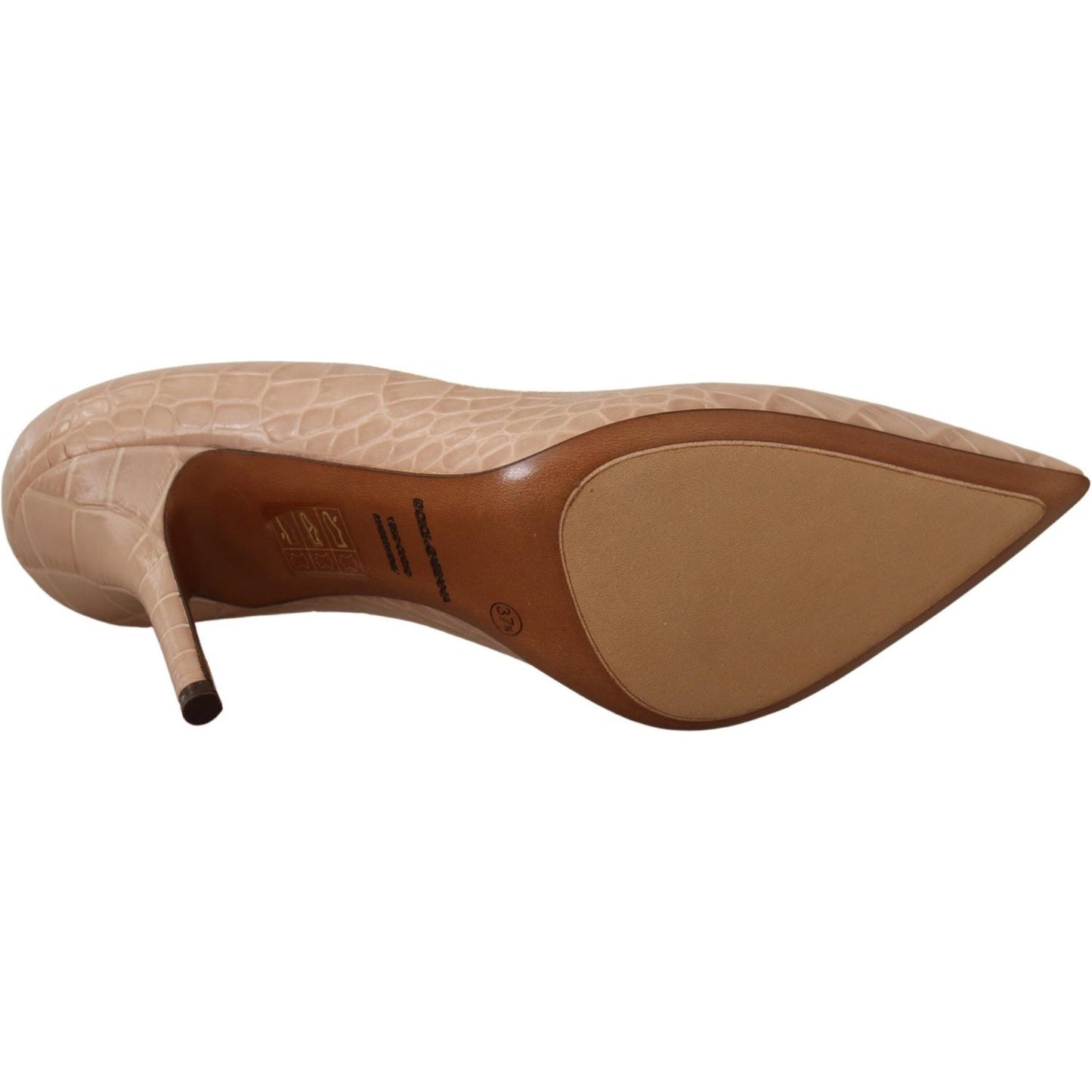 Dolce & Gabbana Elegant Nude Leather Kitten Heels Pumps Dolce & Gabbana Sienna