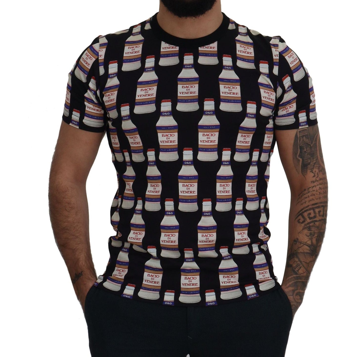 Dolce & Gabbana Elegant Black Bacio Di Venere Print Tee Dolce & Gabbana Black