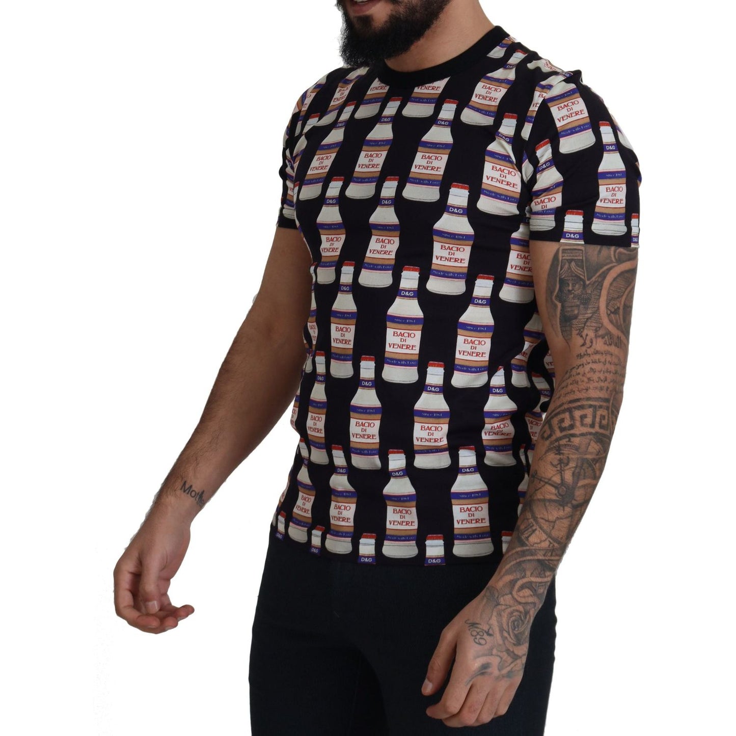 Dolce & Gabbana Elegant Black Bacio Di Venere Print Tee Dolce & Gabbana Black