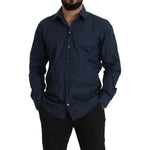 Dolce & Gabbana Blue Cotton MARTINI Slim Fit Dress Shirt TSH82932 -39