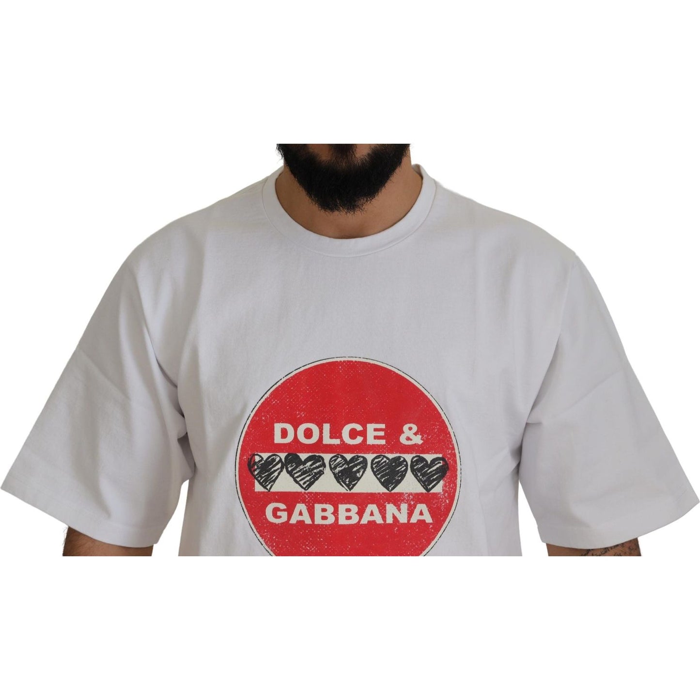 Dolce & Gabbana Chic White Cotton Heart Amor T-shirt Dolce & Gabbana Gray