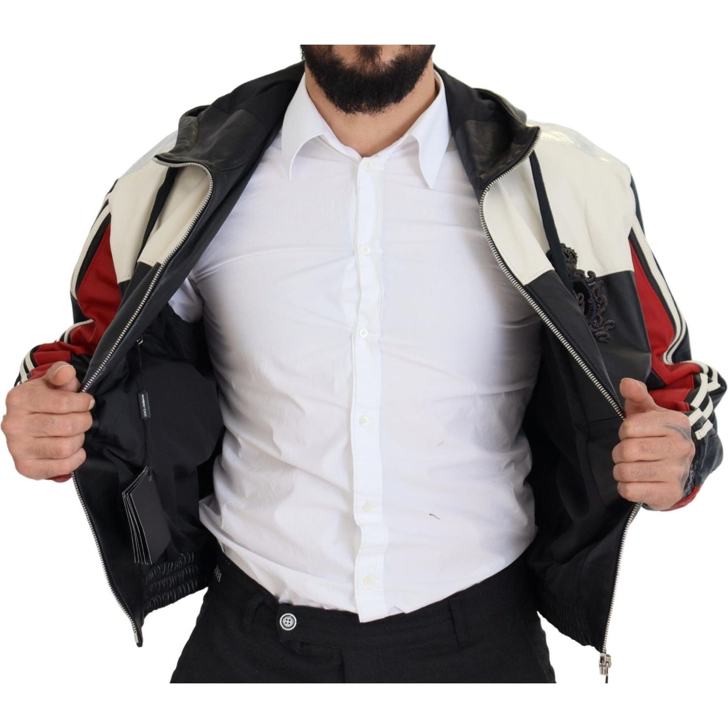 Dolce & Gabbana Elite Black Leather Hooded Bomber Jacket Dolce & Gabbana Black