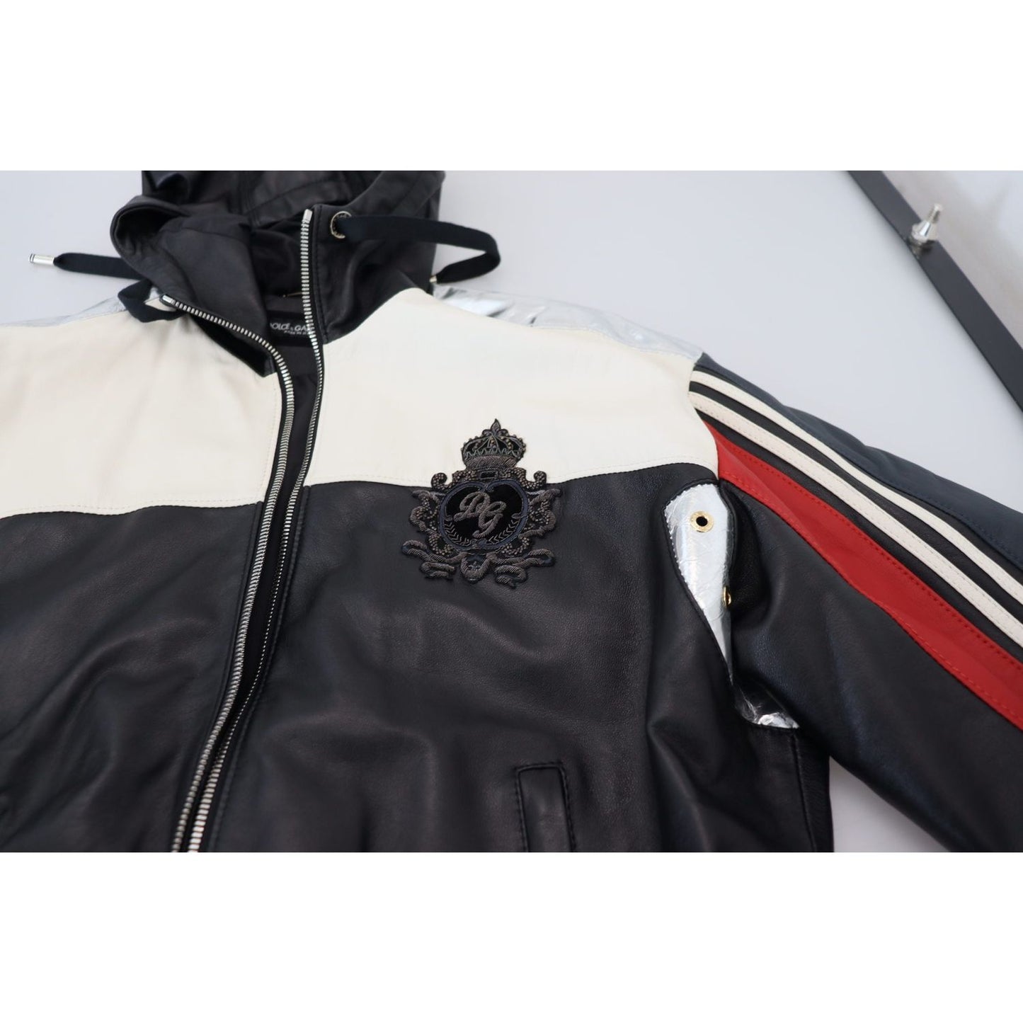 Dolce & Gabbana Elite Black Leather Hooded Bomber Jacket Dolce & Gabbana Dark Slate Gray