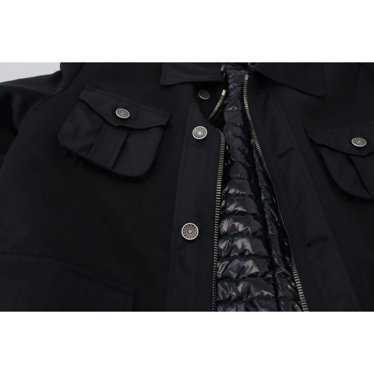 Dolce & Gabbana Elegant Full Zip Black Wool Blend Jacket Dolce & Gabbana Black