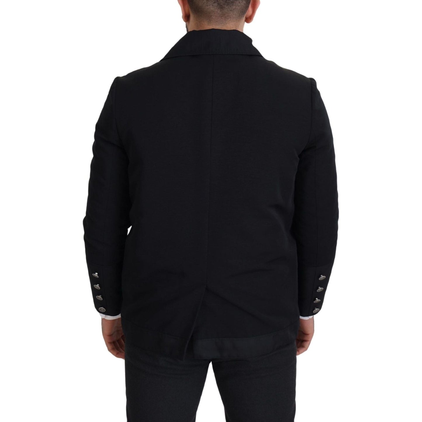 Dolce & Gabbana Elegant Full Zip Black Wool Blend Jacket Dolce & Gabbana Black
