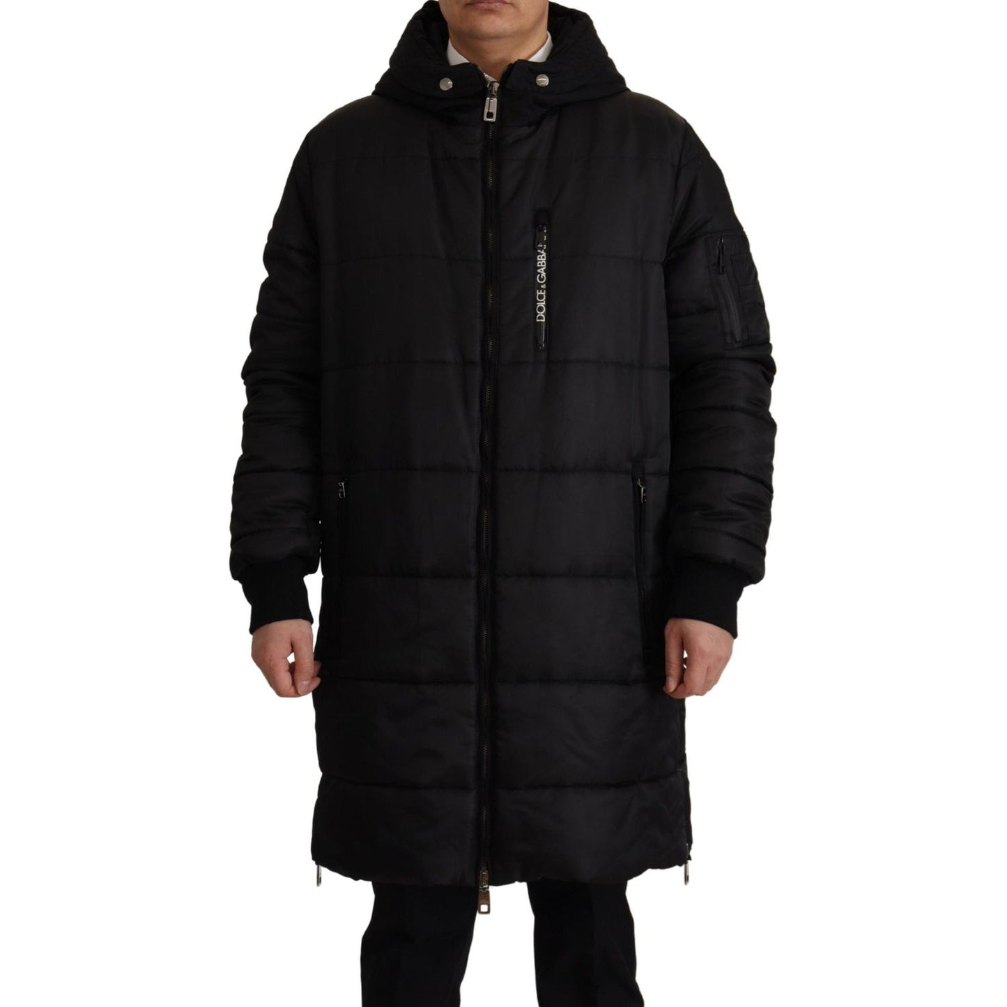 Dolce & Gabbana Elegant Black Hooded Parka Winter Jacket Dolce & Gabbana Black