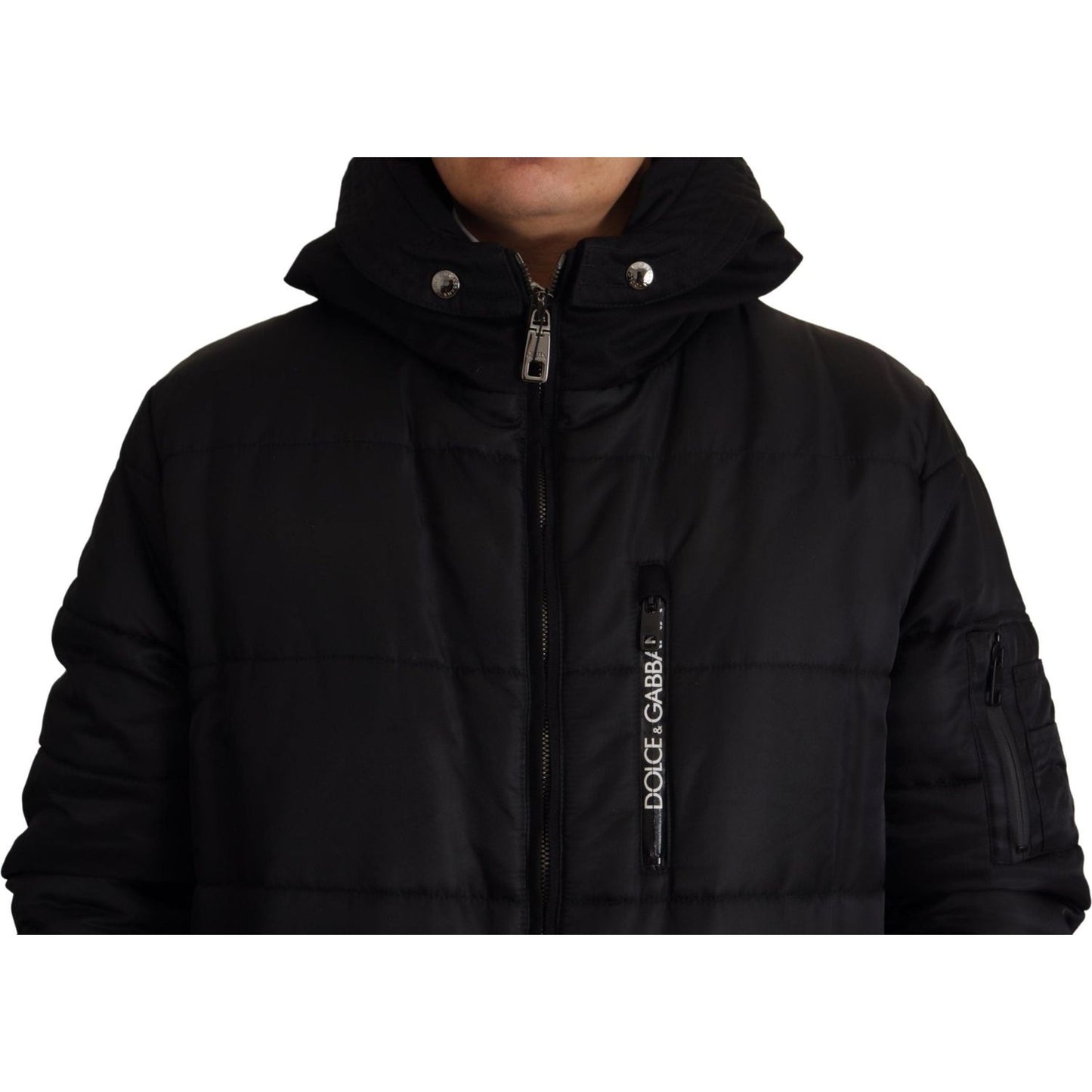 Dolce & Gabbana Elegant Black Hooded Parka Winter Jacket Dolce & Gabbana Black