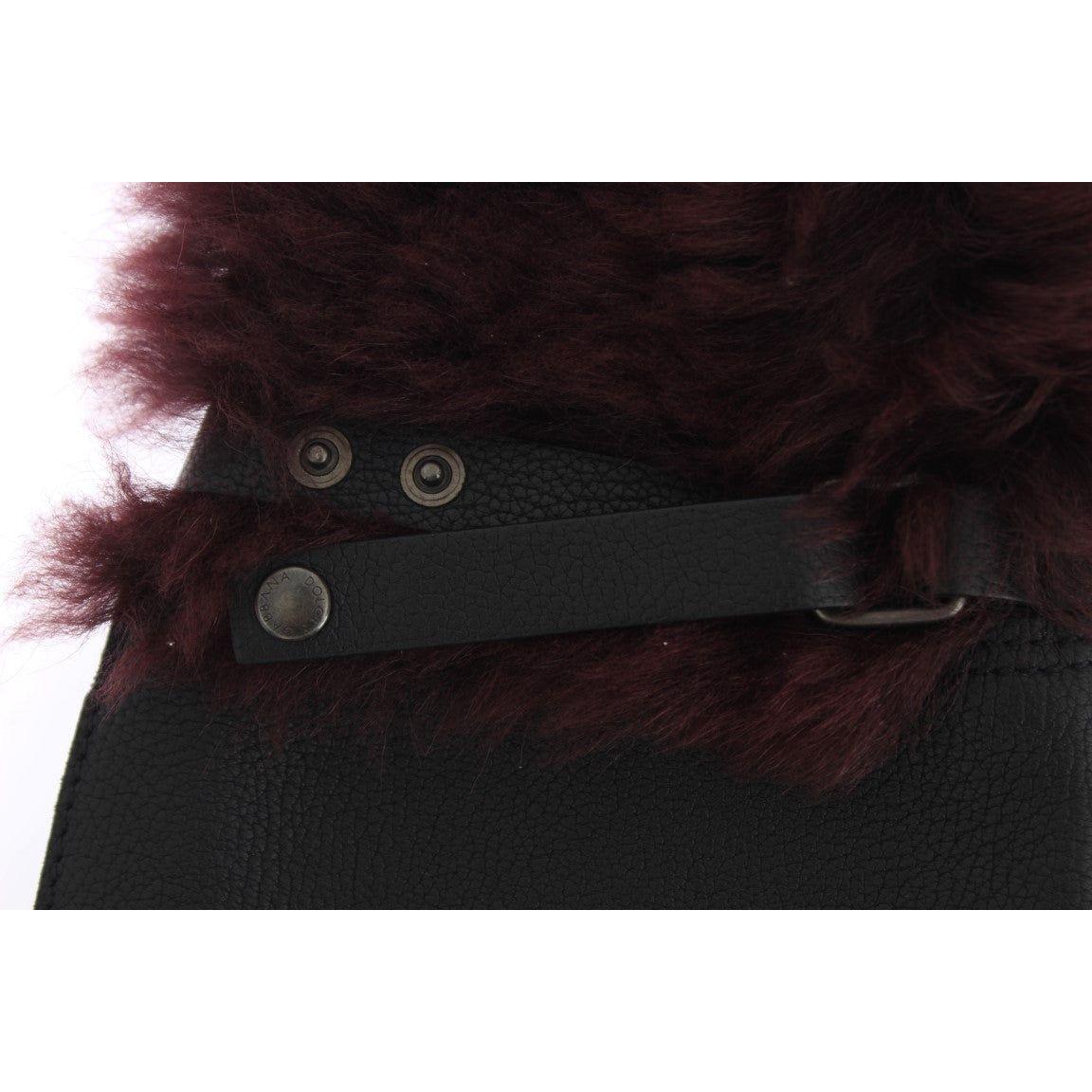 Dolce & Gabbana Elegant Black & Bordeaux Leather Gloves Dolce & Gabbana Black